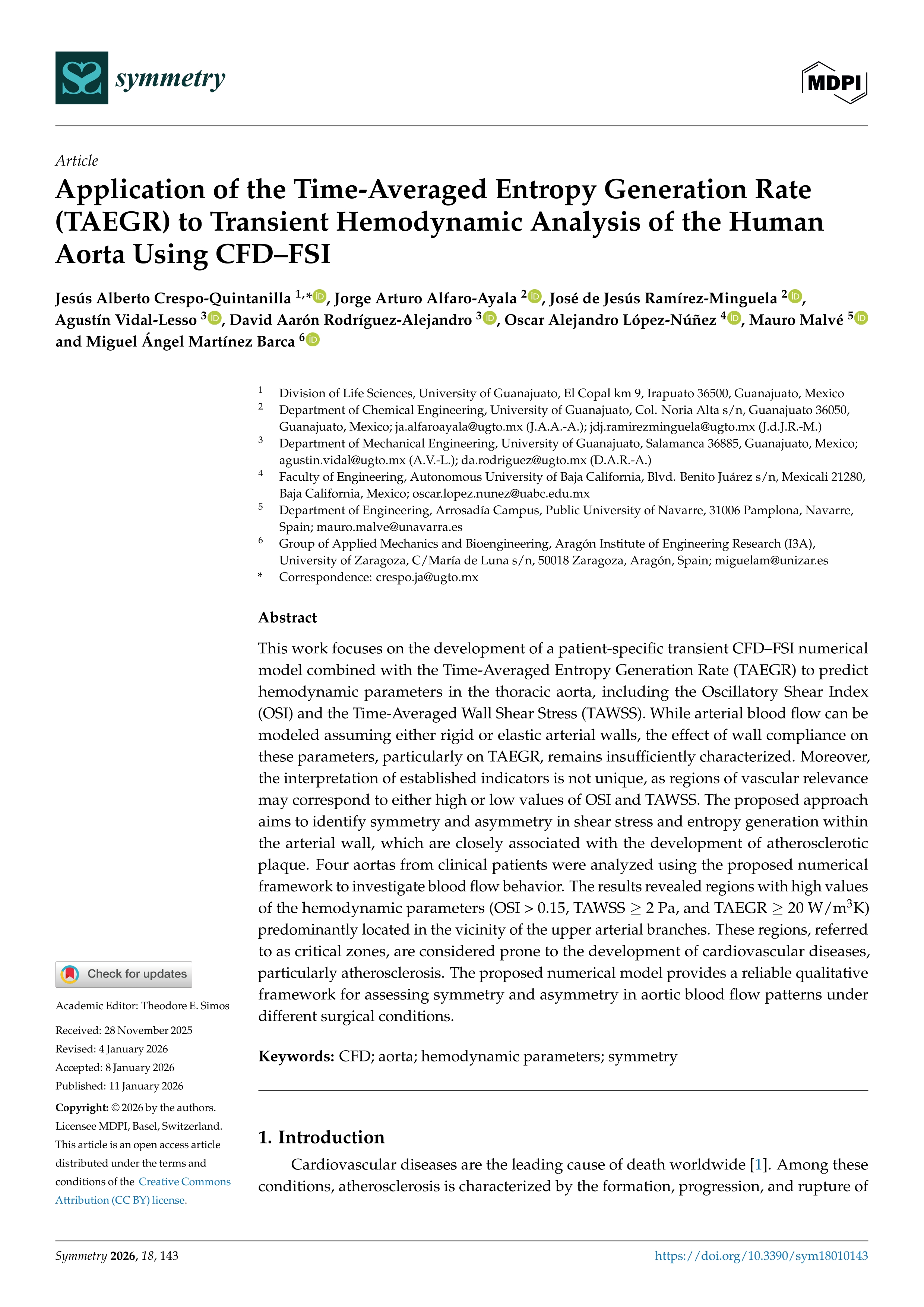 Application of the Time-Averaged Entropy Generation Rate (TAEGR) to Transient Hemodynamic Analysis of the Human Aorta Using CFD–FSI