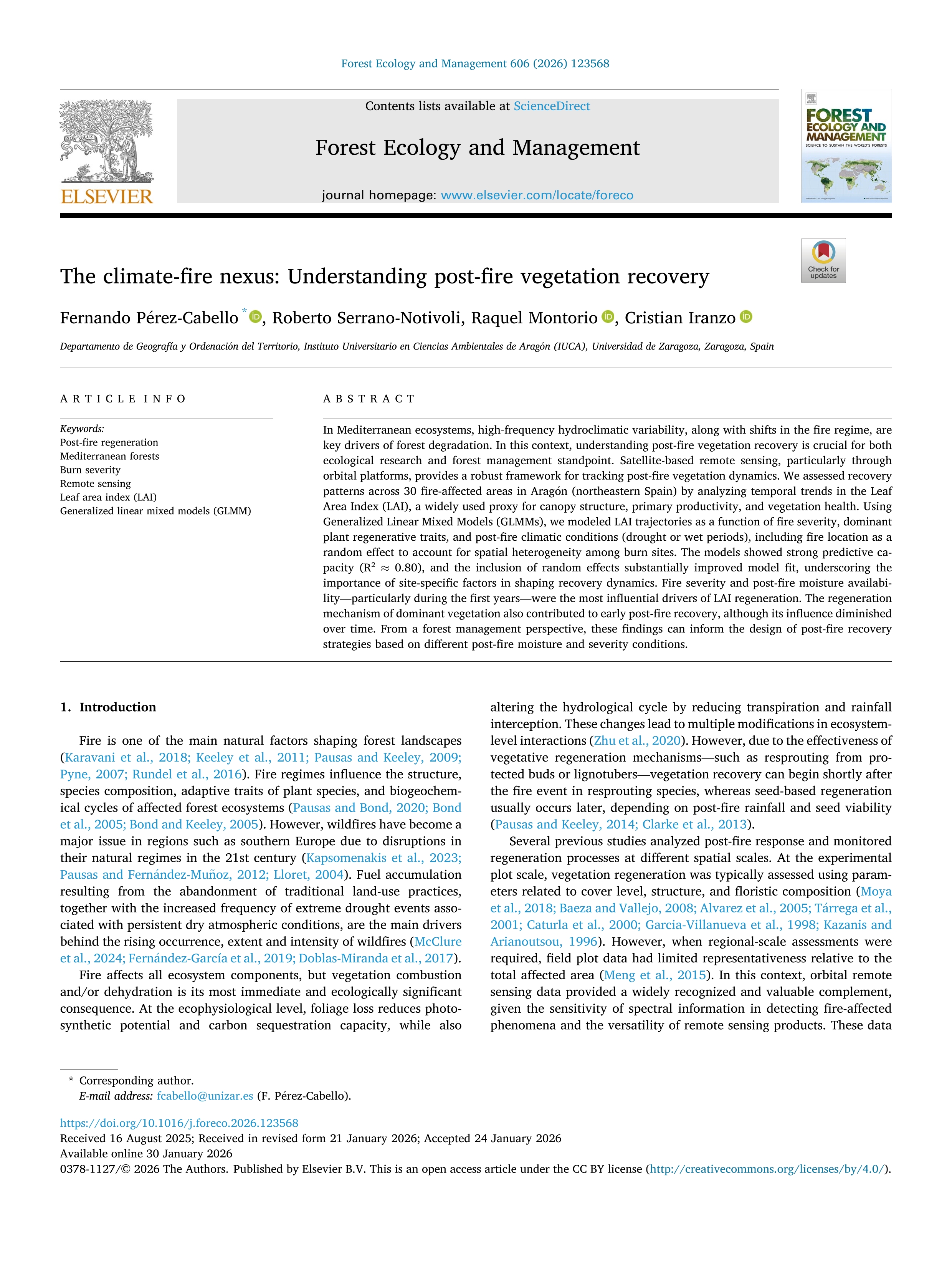 The climate-fire nexus: Understanding post-fire vegetation recovery