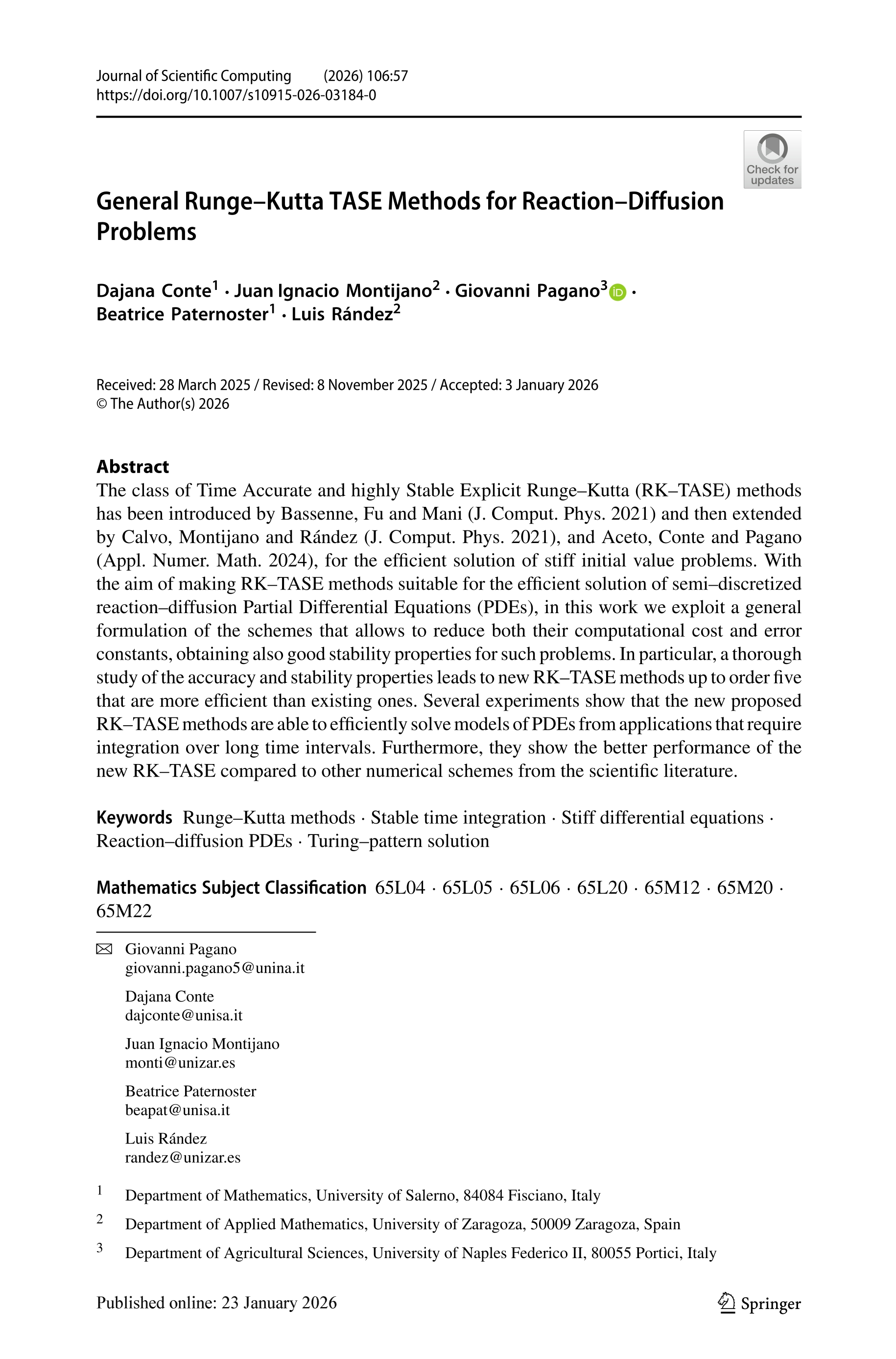 General Runge–Kutta TASE Methods for Reaction–Diffusion Problems