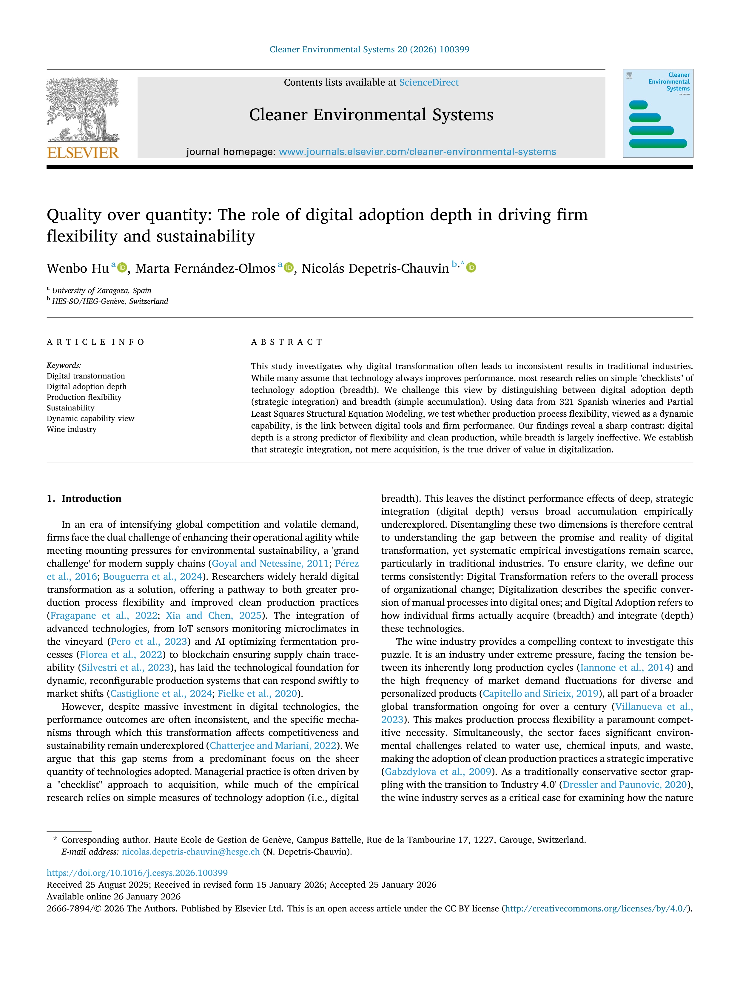 Quality over quantity: The role of digital adoption depth in driving firm flexibility and sustainability