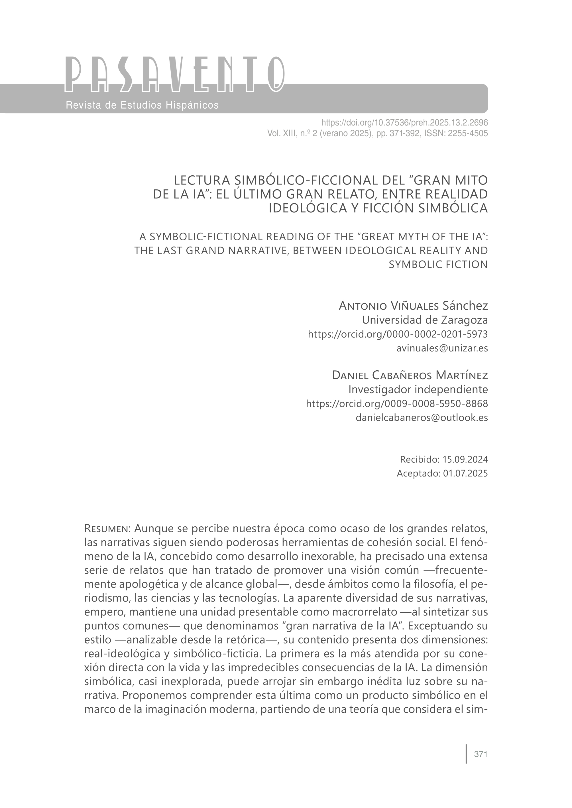 Lectura simbólico-ficcional del 