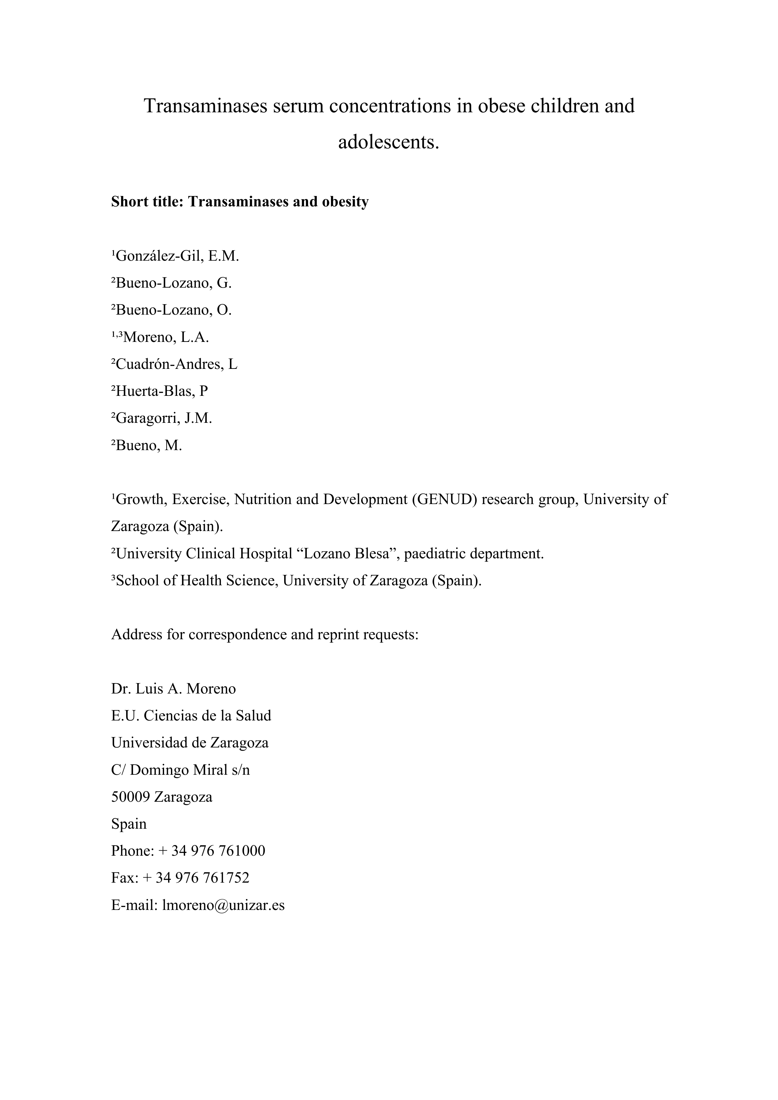 Serum transaminases concentrations in obese children and adolescents
