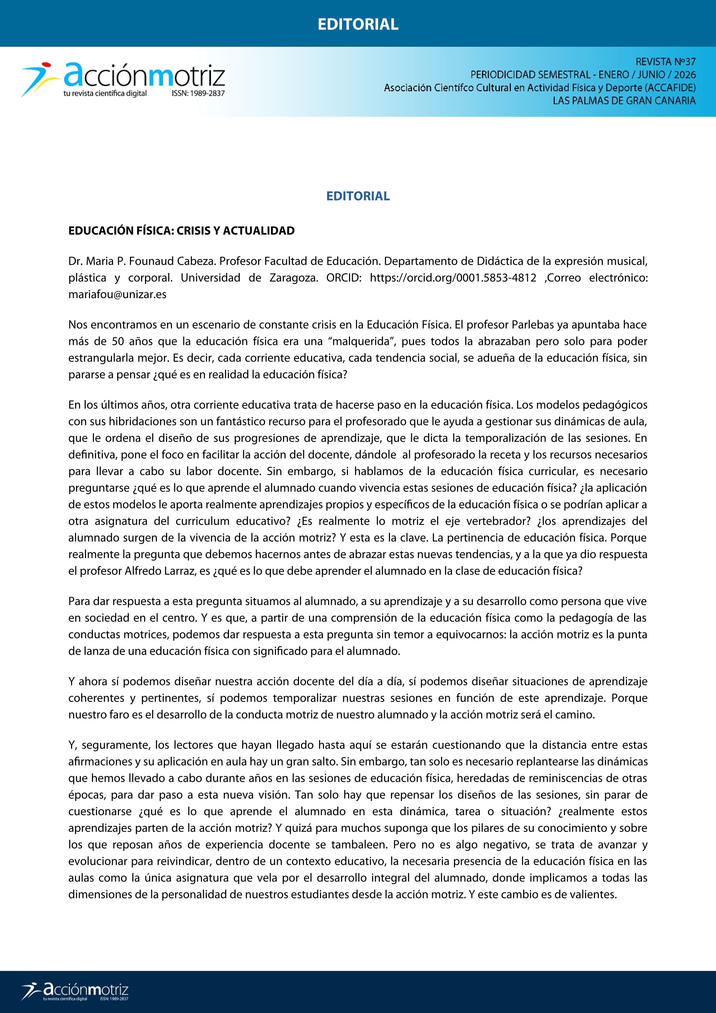 Educación física: crisis y actualidad