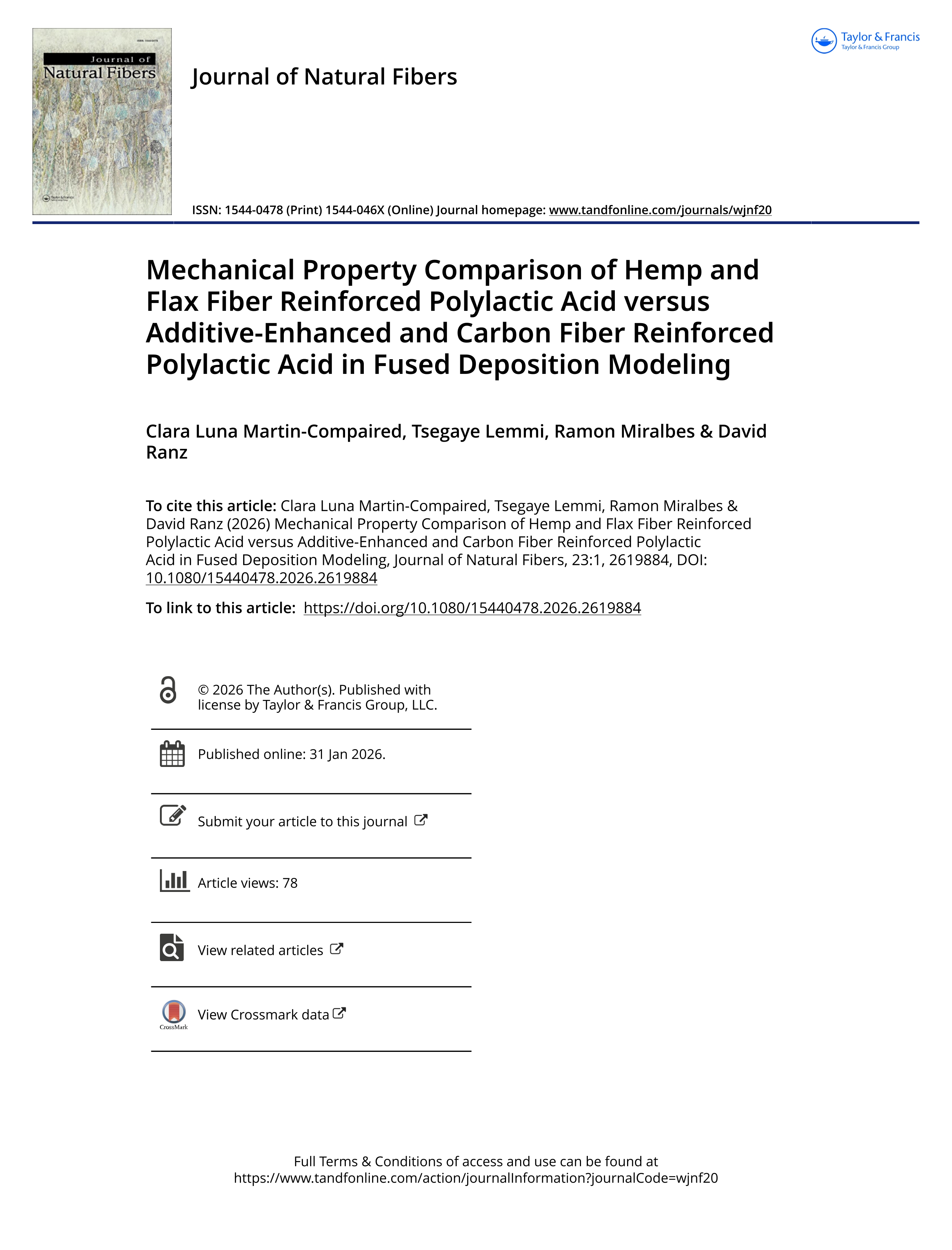 Mechanical Property Comparison of Hemp and Flax Fiber Reinforced Polylactic Acid versus Additive-Enhanced and Carbon Fiber Reinforced Polylactic Acid in Fused Deposition Modeling