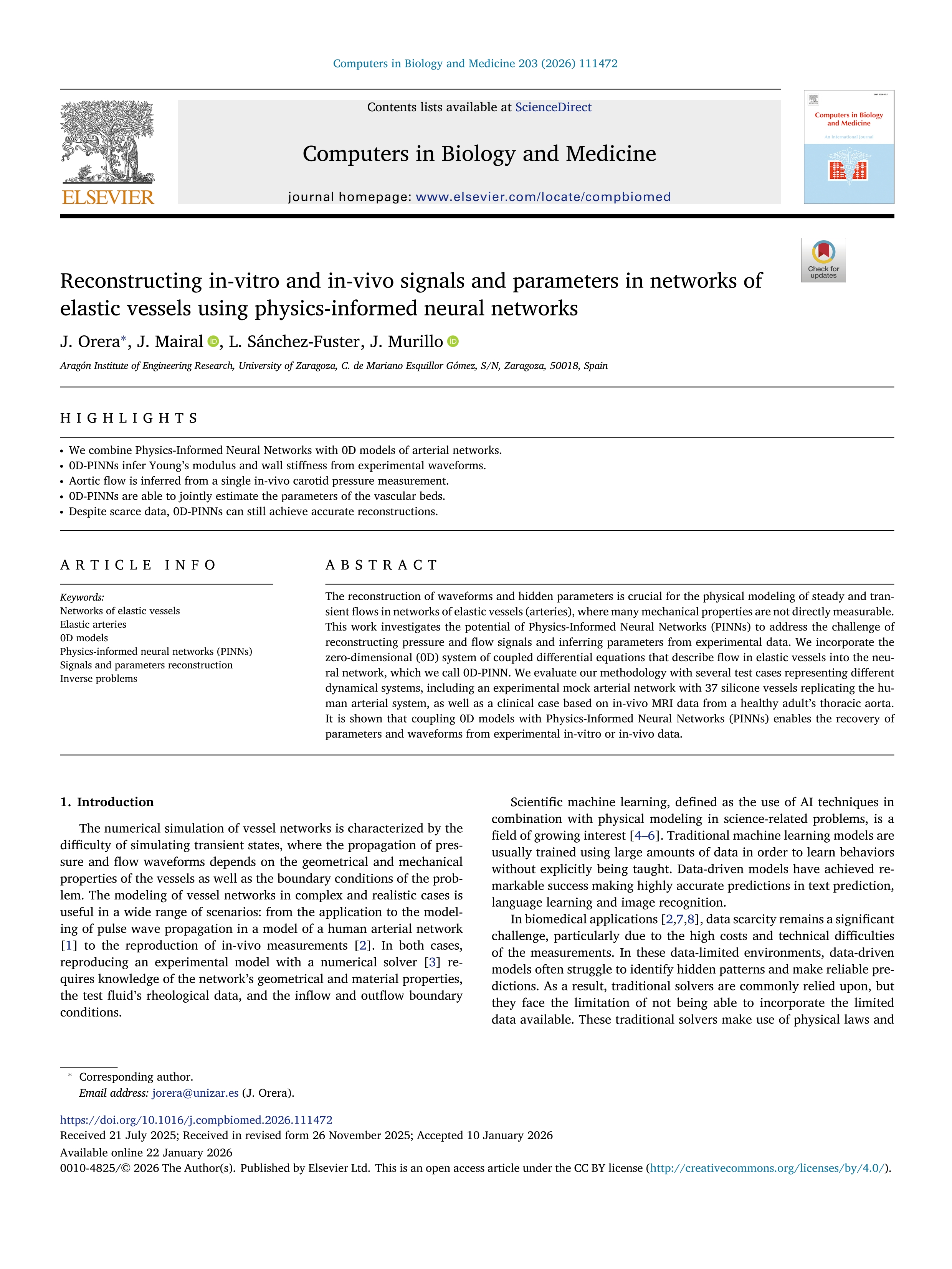 Reconstructing in-vitro and in-vivo signals and parameters in networks of elastic vessels using physics-informed neural networks