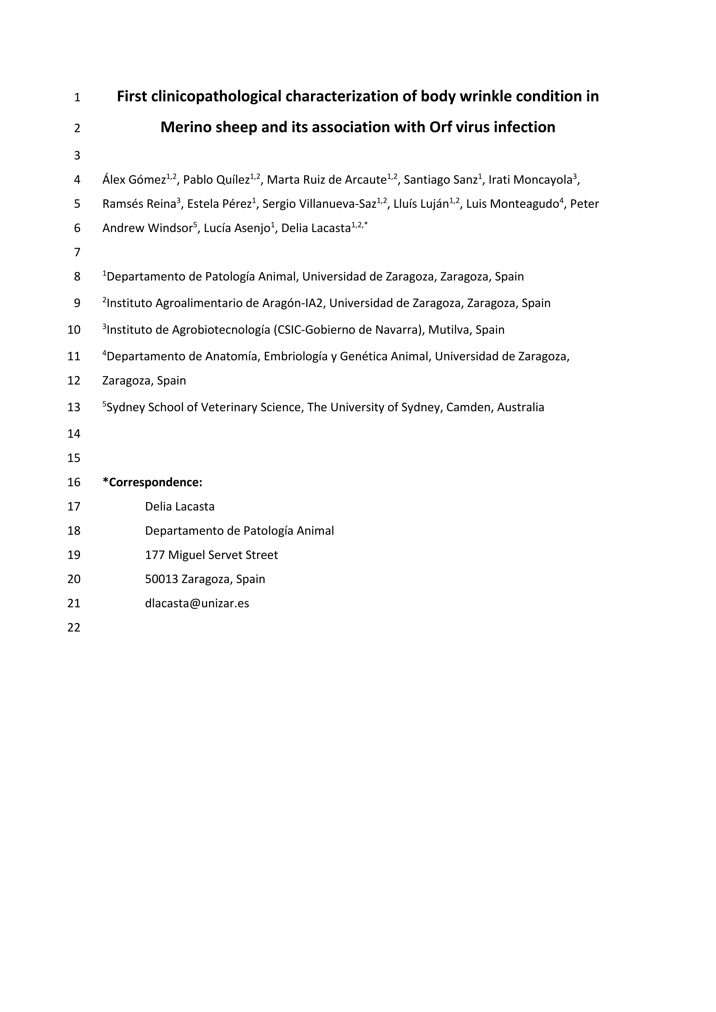 First clinicopathological characterization of body wrinkle condition in Merino sheep and its association with Orf virus infection
