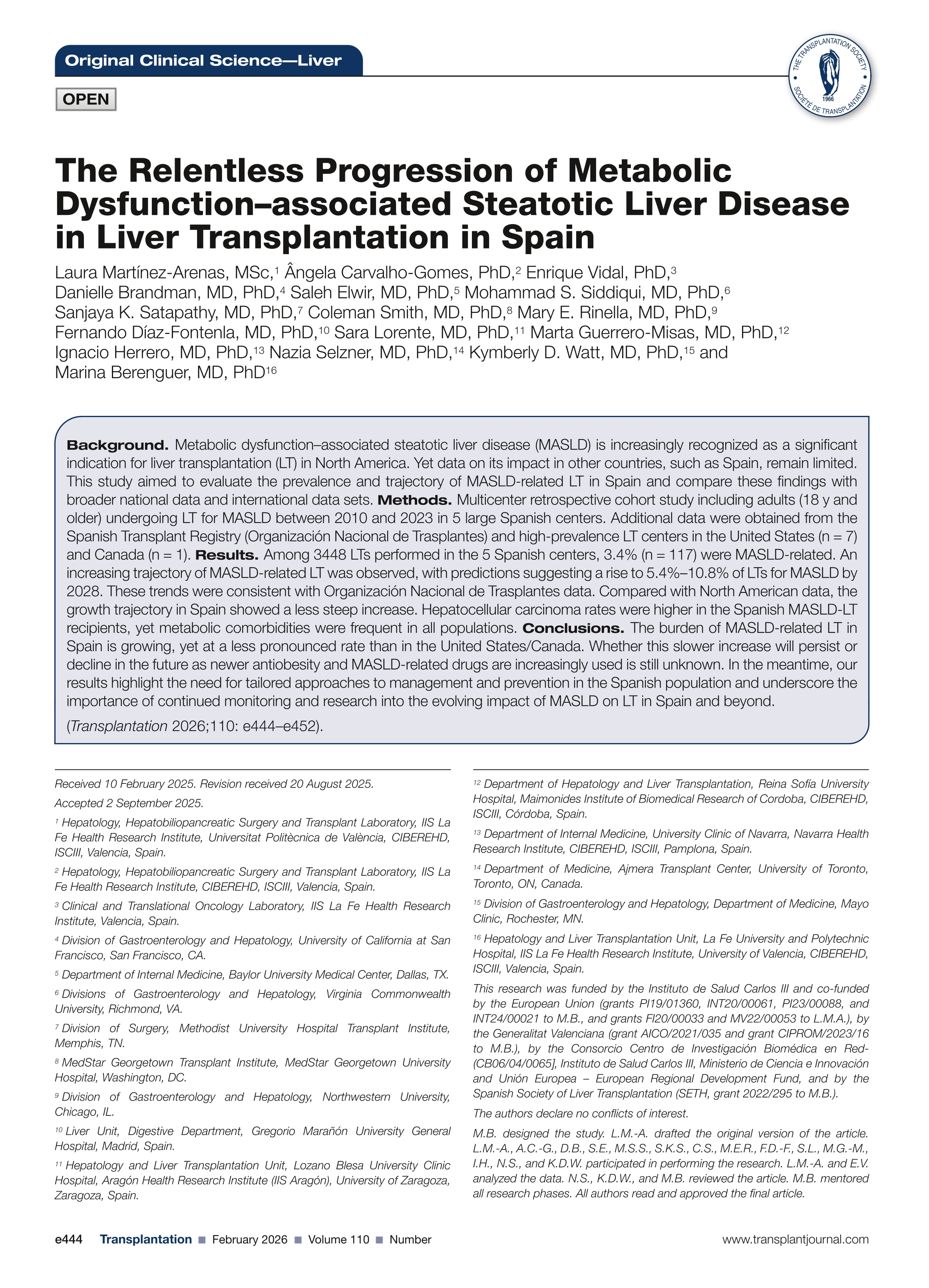 The Relentless Progression of Metabolic Dysfunction–associated Steatotic Liver Disease in Liver Transplantation in Spain