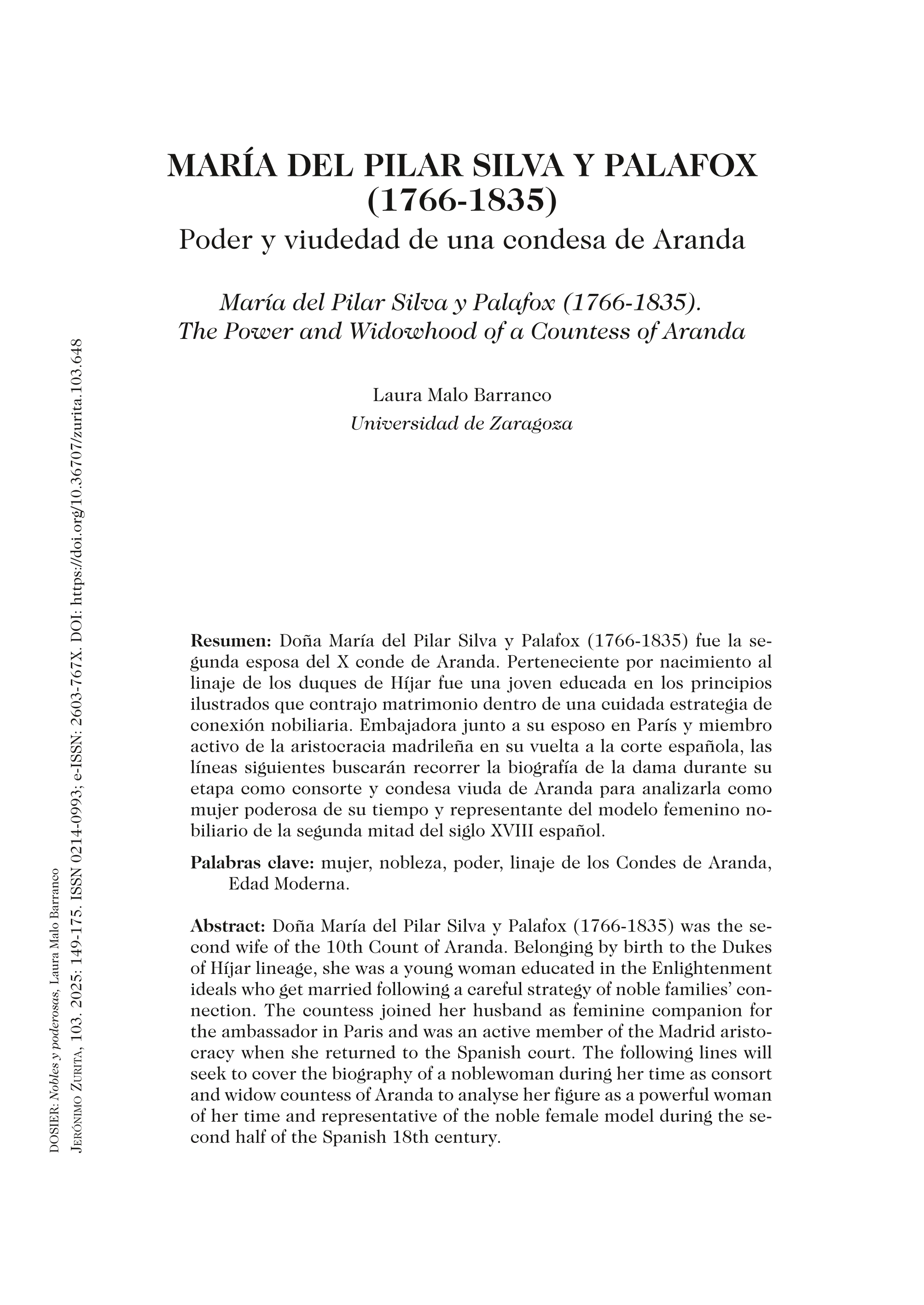 María del Pilar Silva y Palafox (1766-1835), poder y viudedad de una condesa de Aranda