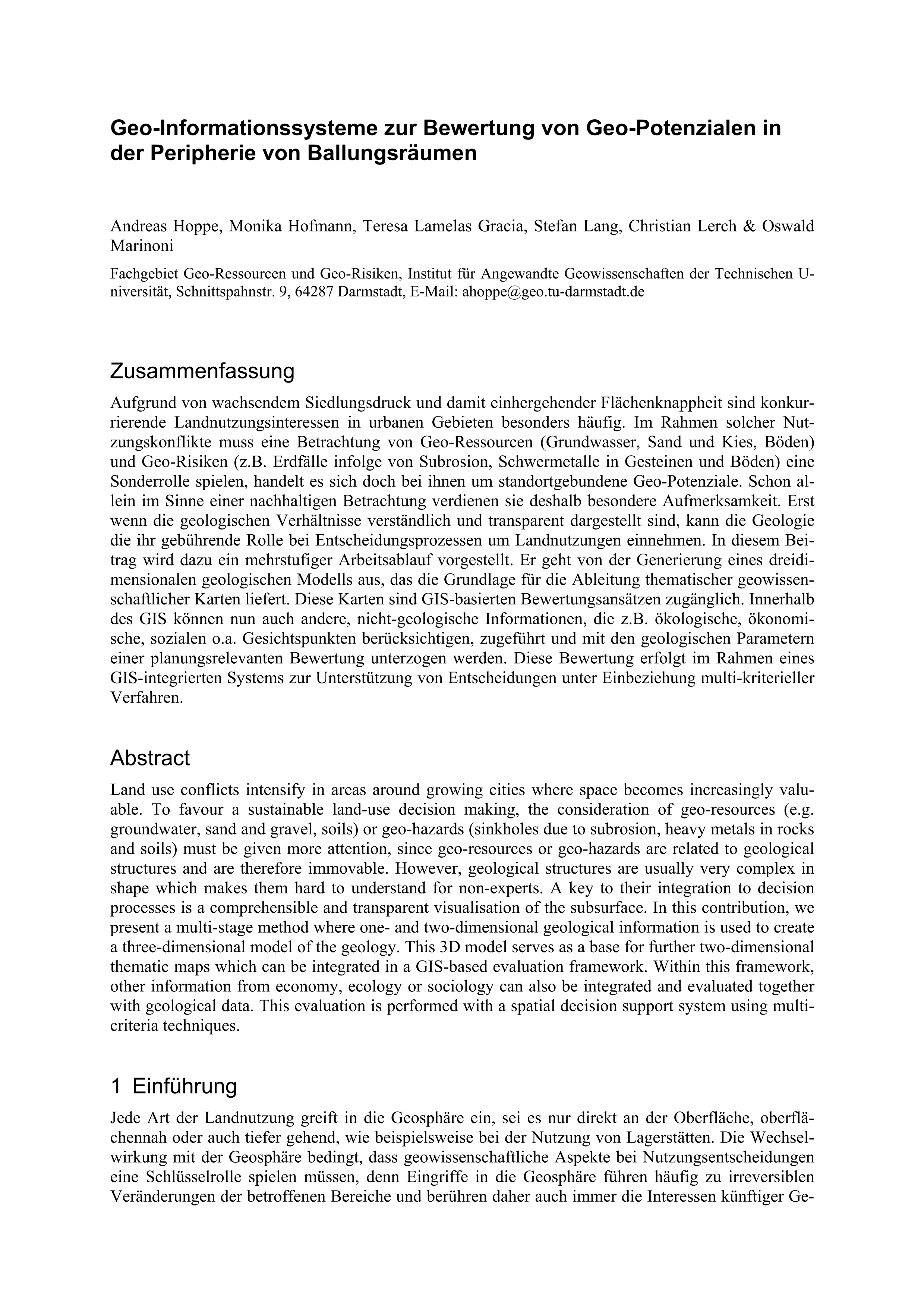 Geo-Informationssysteme zur Bewertung von Geo-Potenzialen in der Peripherie von Ballungsräumen