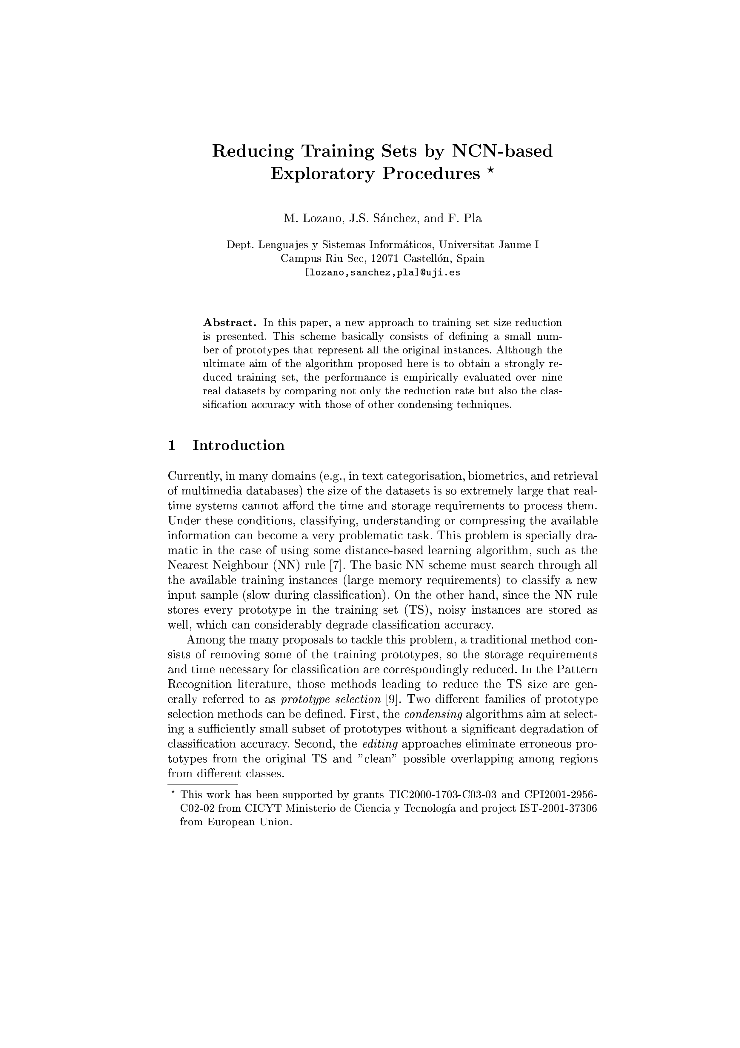 Reducing Training Sets by NCN-based Exploratory Procedures