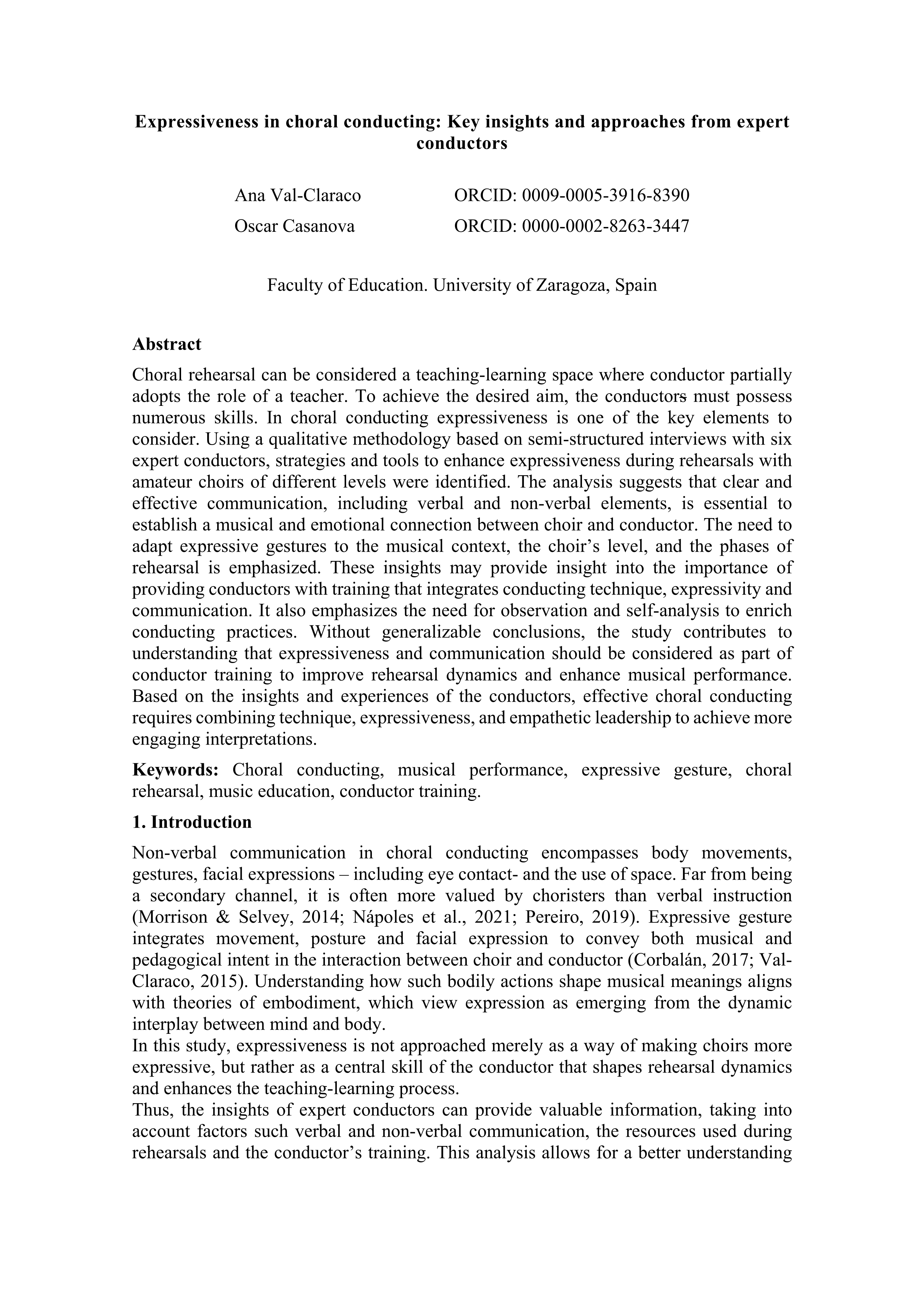 Expressiveness in Choral Conducting: Key Insights and Approaches from Expert Conductors