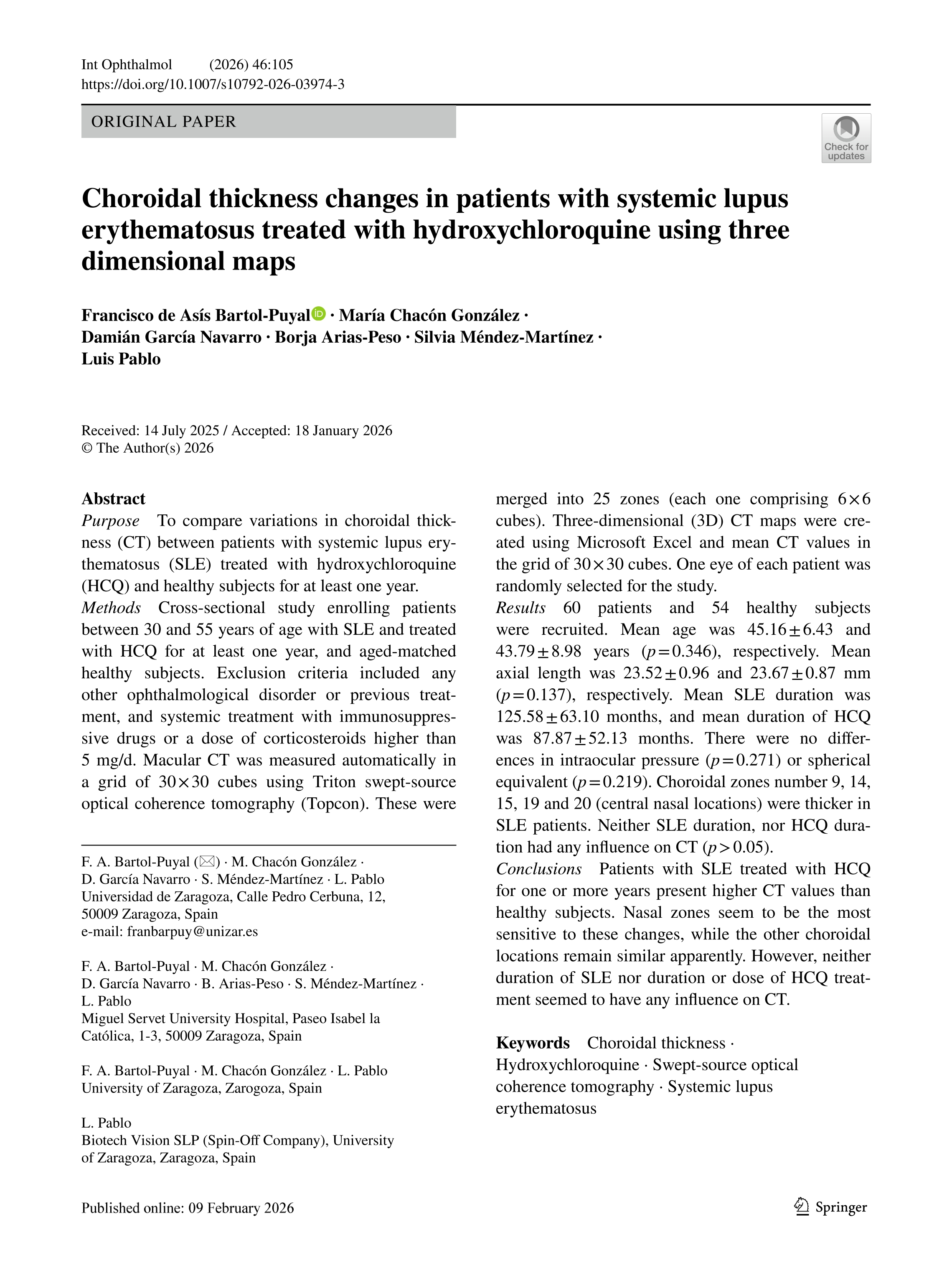 Choroidal thickness changes in patients with systemic lupus erythematosus treated with hydroxychloroquine using three dimensional maps