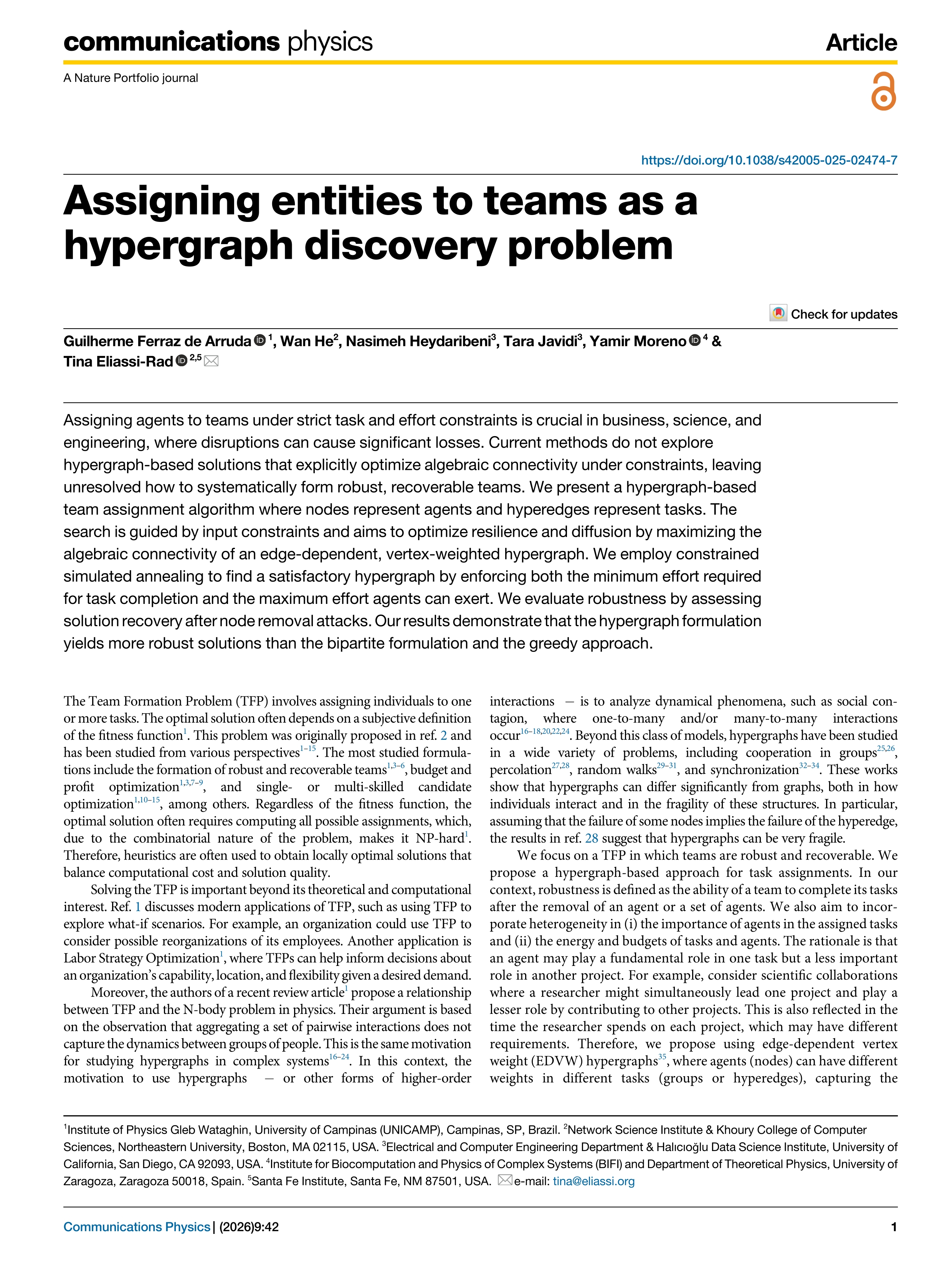 Assigning entities to teams as a hypergraph discovery problem