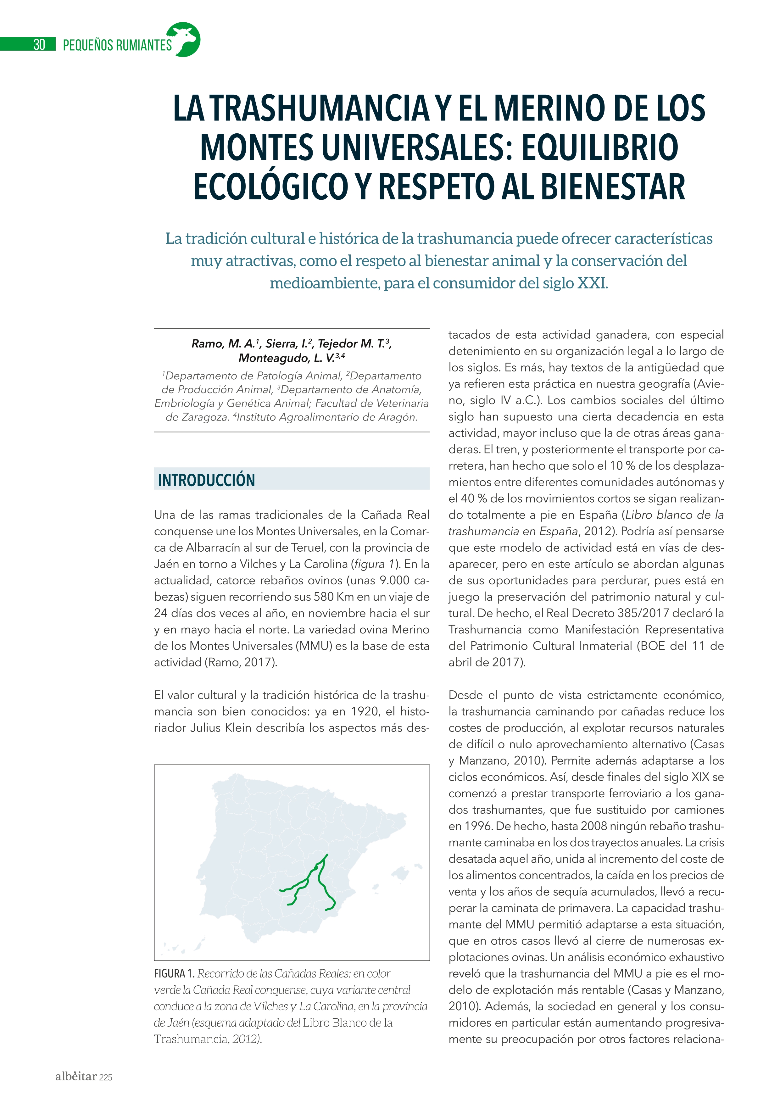La trashumancia y el Merino de los Montes Universales:equilibrio ecológico y respeto al bienestar