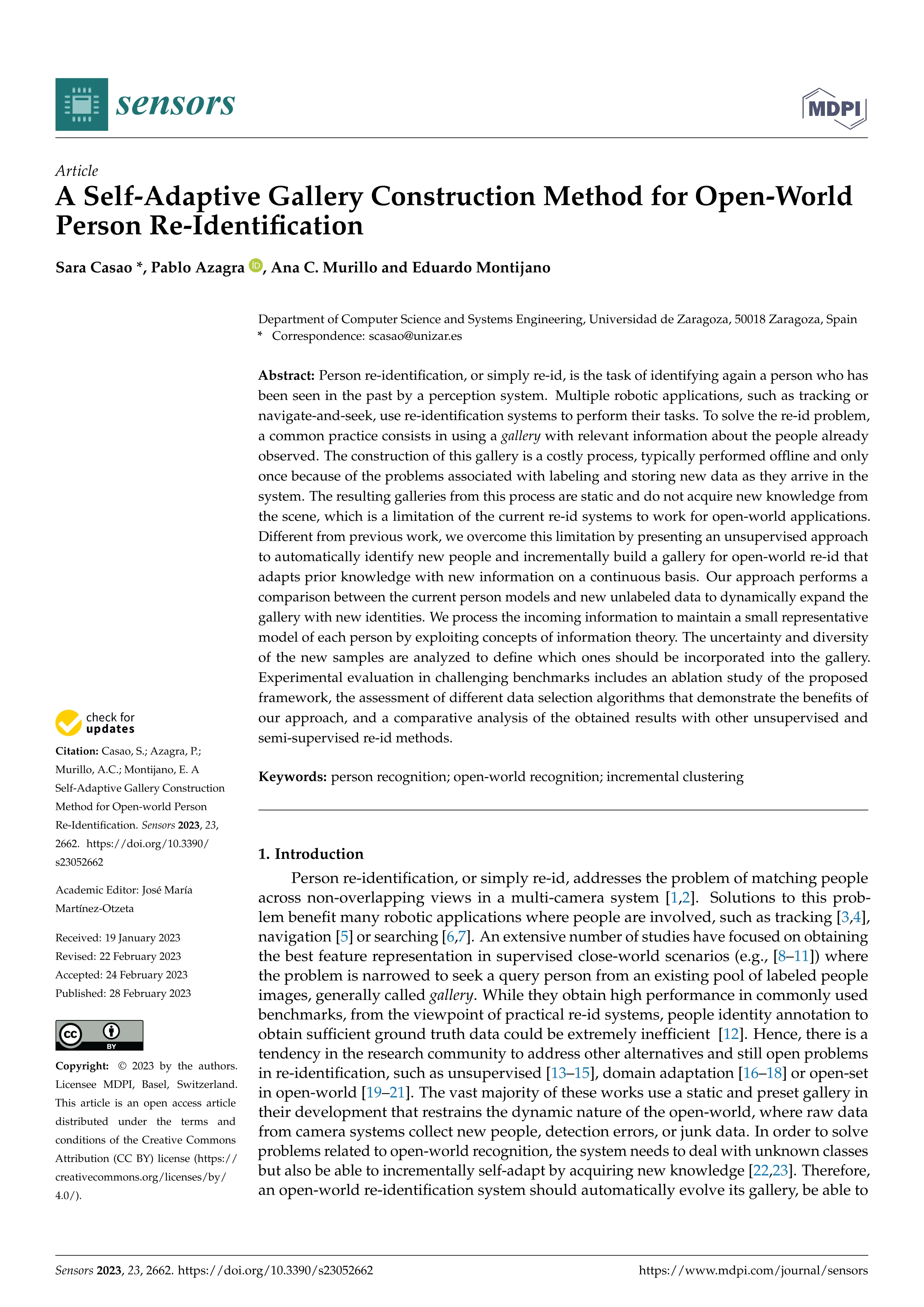 A self-adaptive gallery construction method for open-world person re-identification
