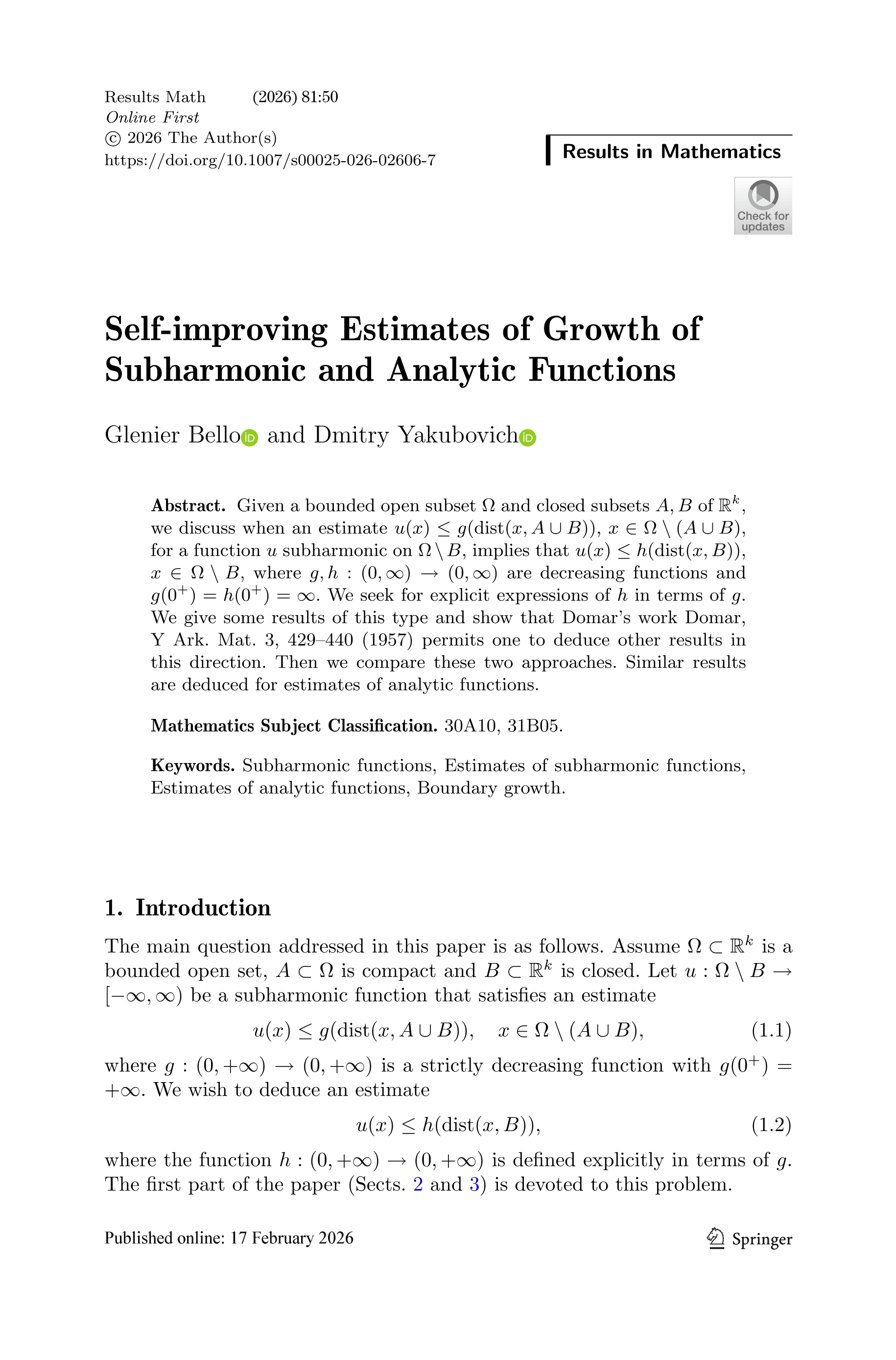 Self-improving estimates of growth of subharmonic and analytic functions