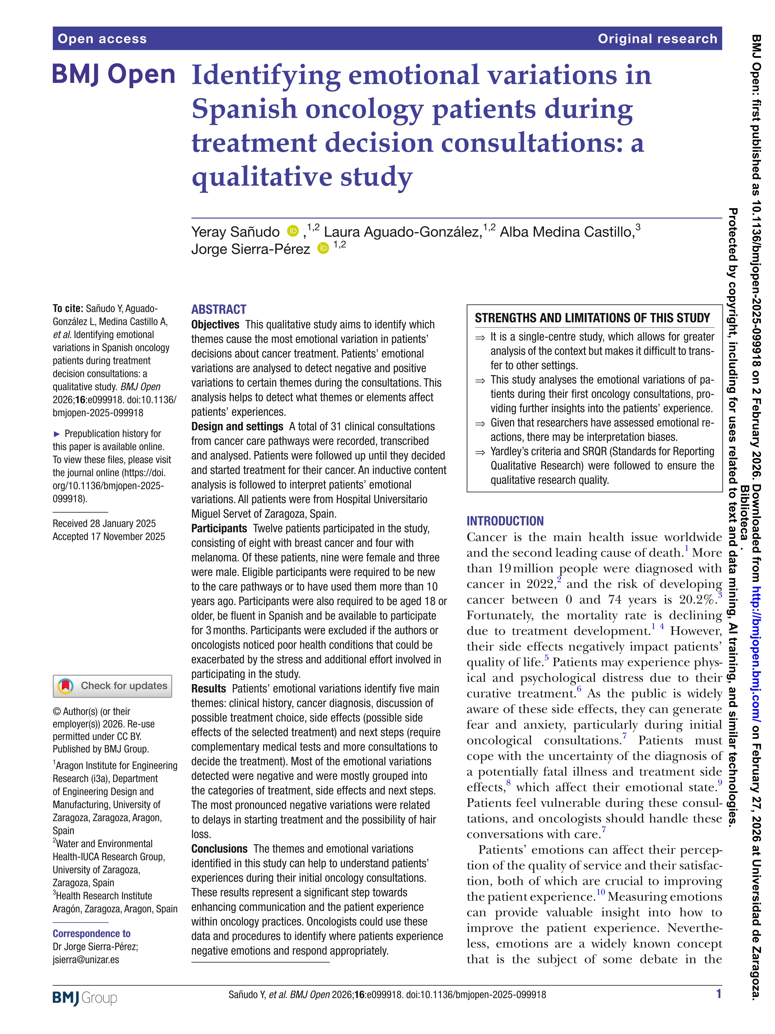 Identifying emotional variations in Spanish oncology patients during treatment decision consultations: a qualitative study