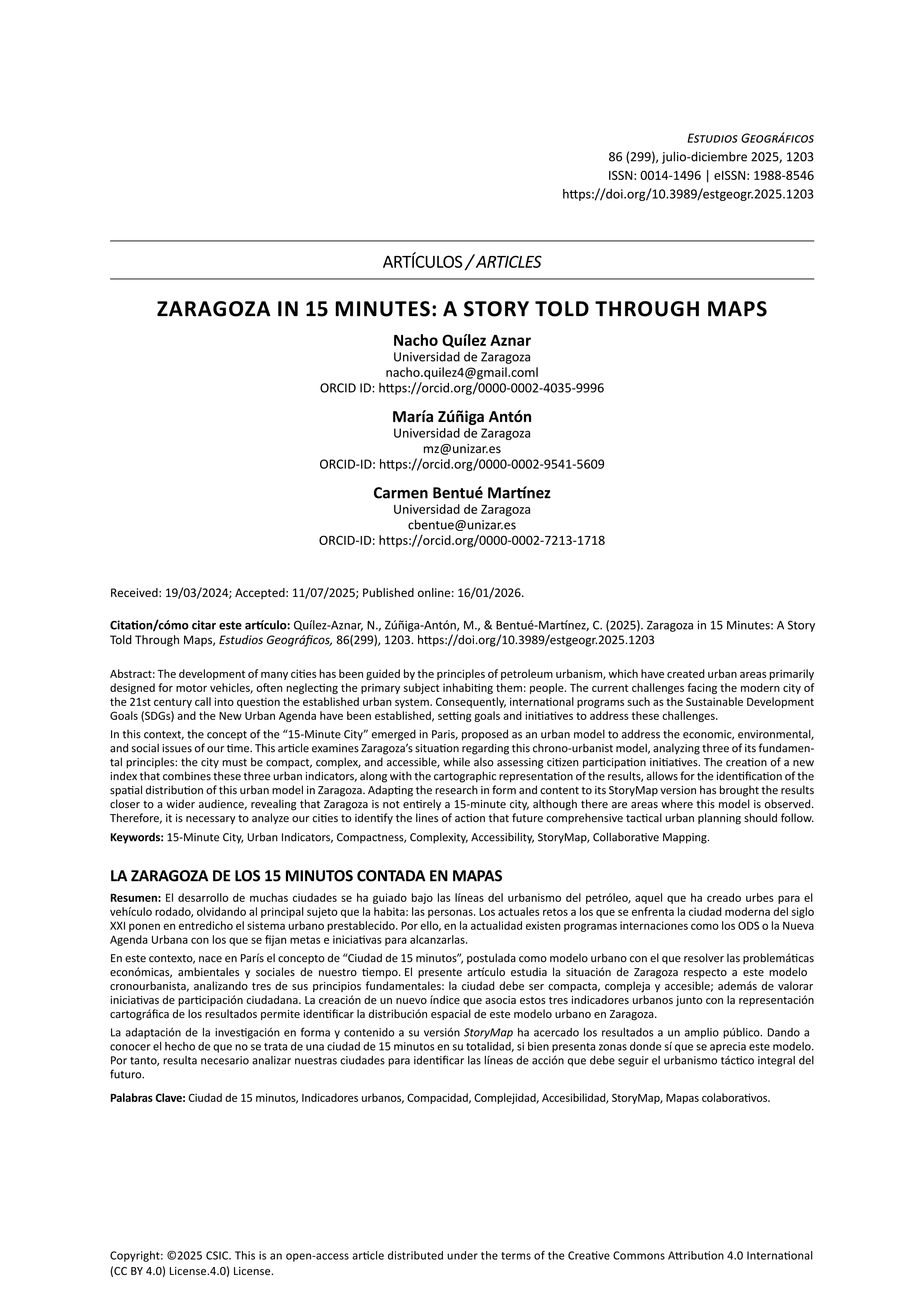 Zaragoza in 15 minutes: a story told through maps