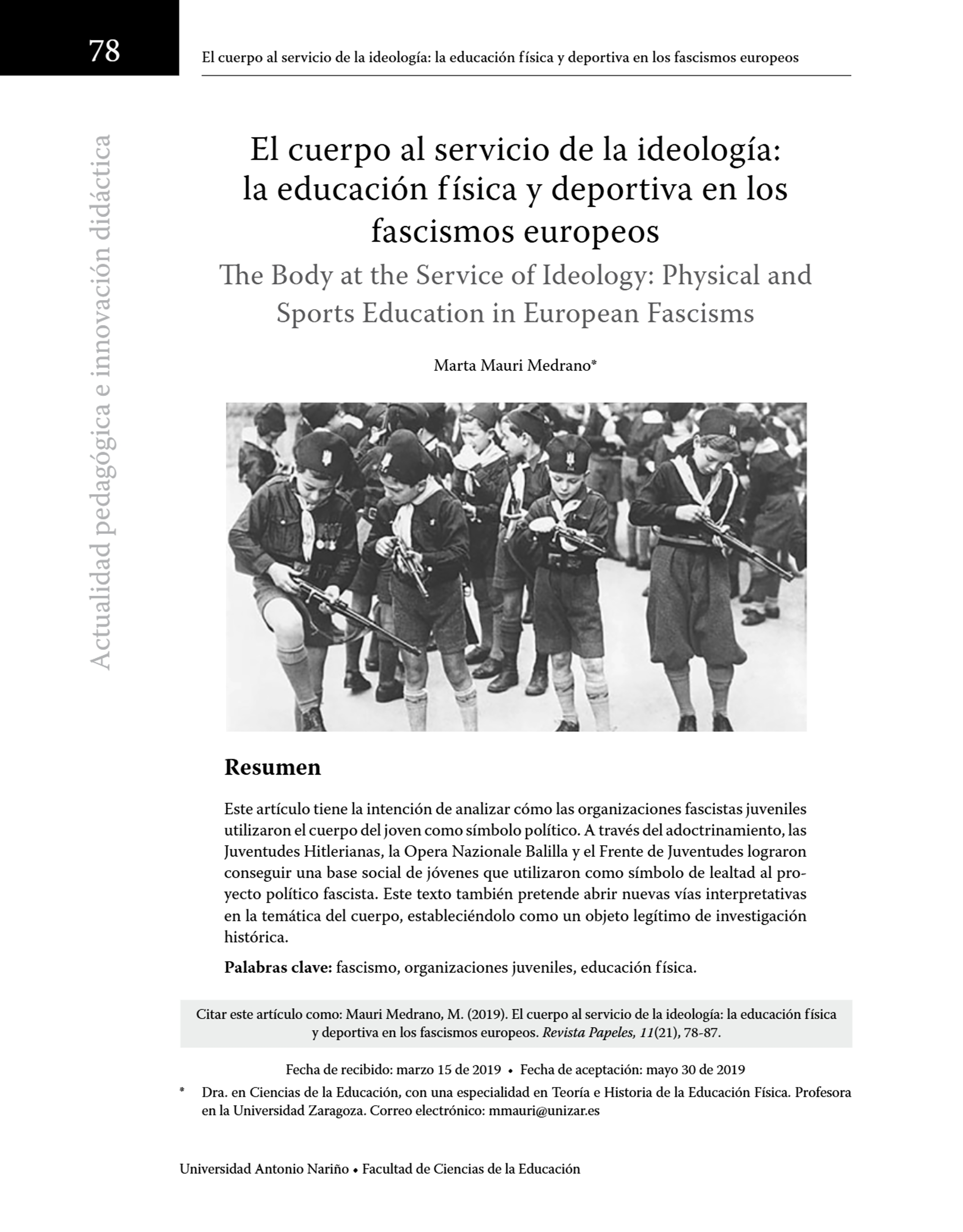El cuerpo al servicio de la ideología: la educación física y deportiva en los fascismos europeo