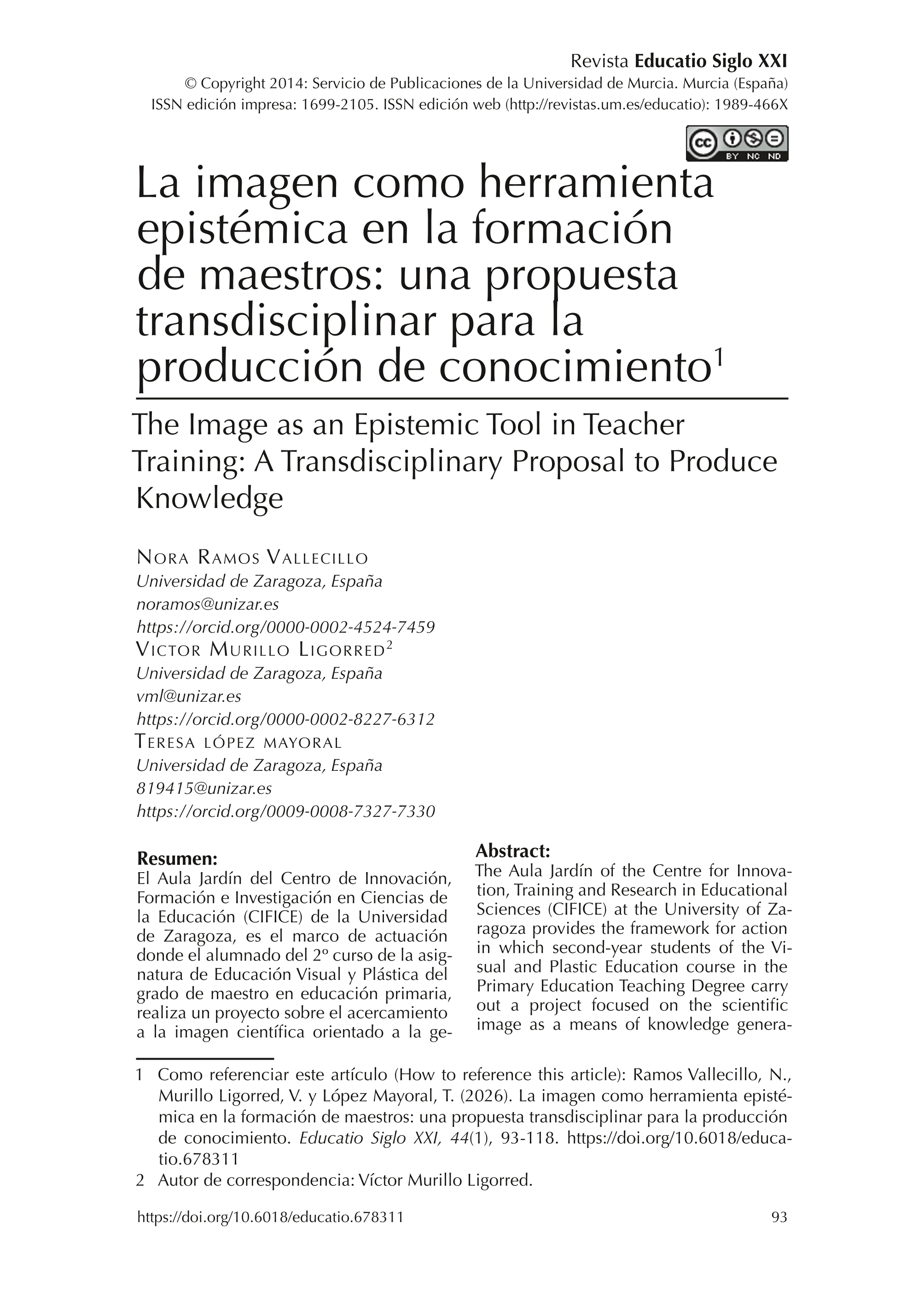 La imagen como herramienta epistémica en la formación de maestros: una propuesta transdisciplinar para la producción de conocimiento