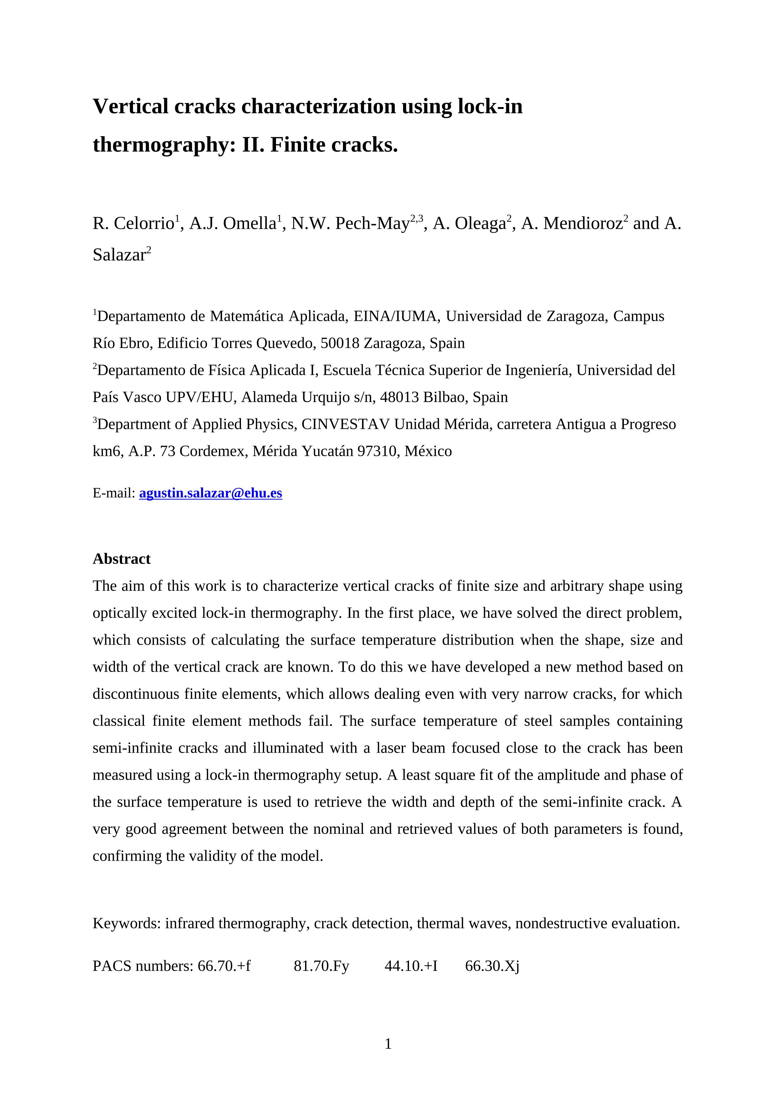 Vertical cracks characterization using lock-in thermography: II Finite cracks
