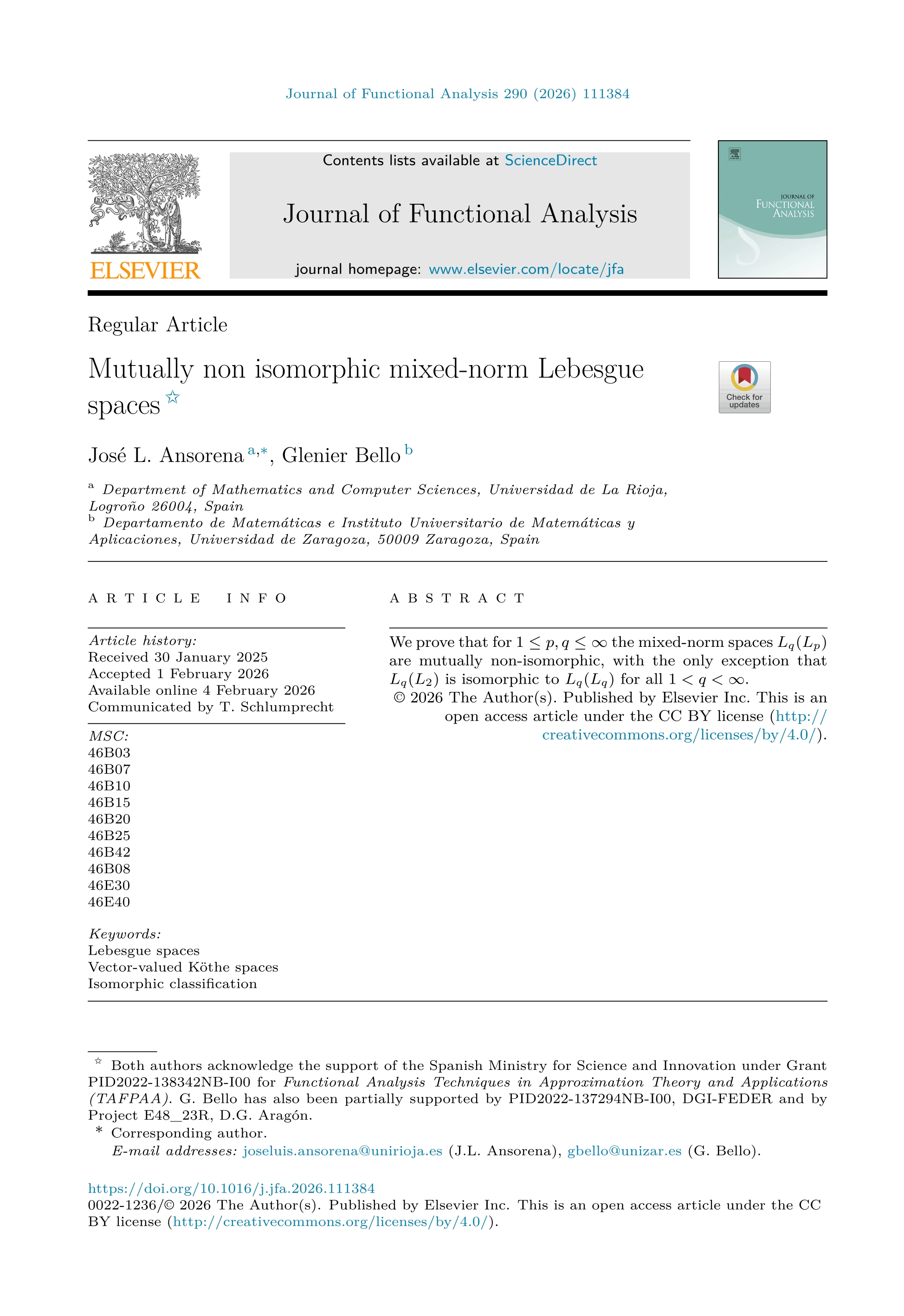 Mutually non isomorphic mixed-norm Lebesgue spaces