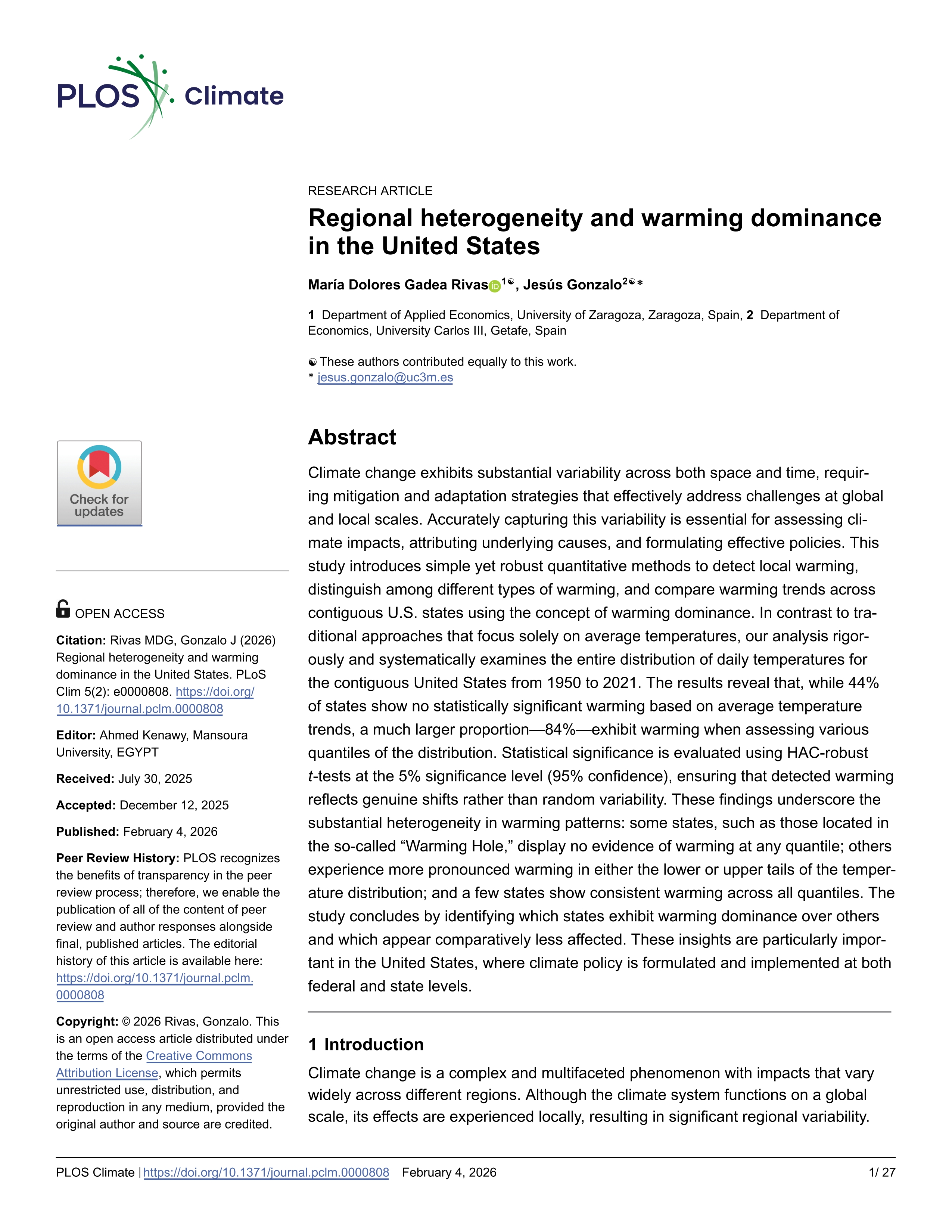 Regional heterogeneity and warming dominance in the United States