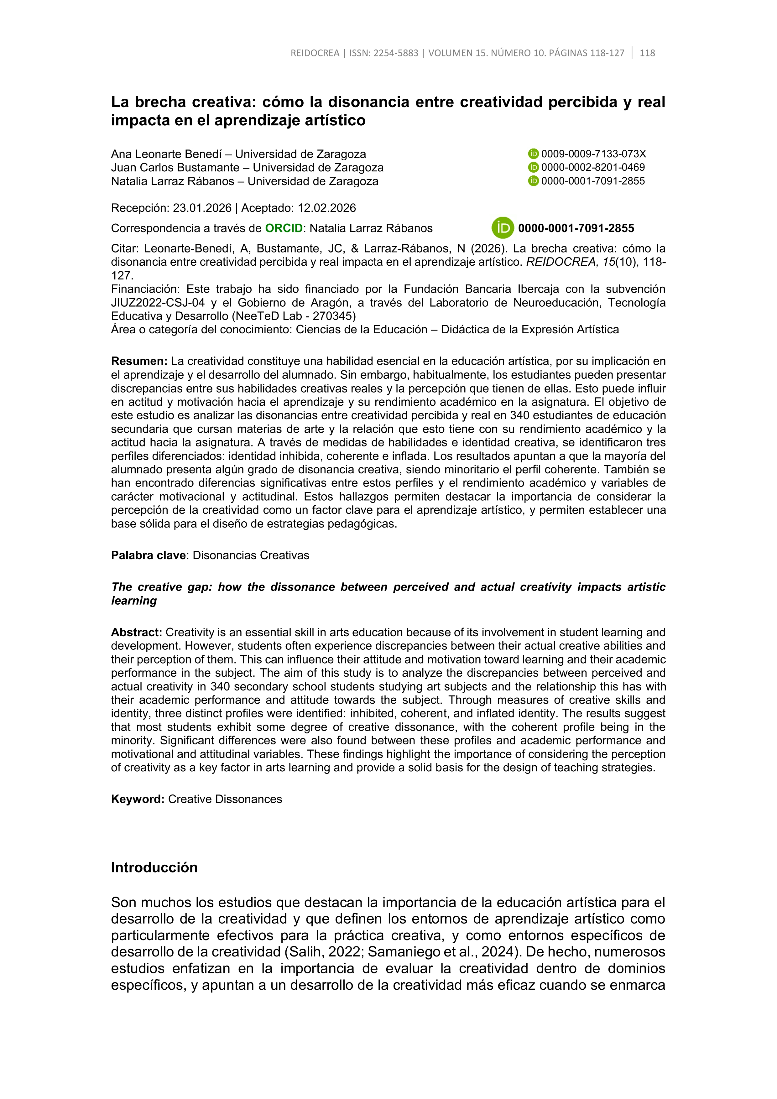 La brecha creativa: cómo la disonancia entre creatividad percibida y real impacta en el aprendizaje artístico