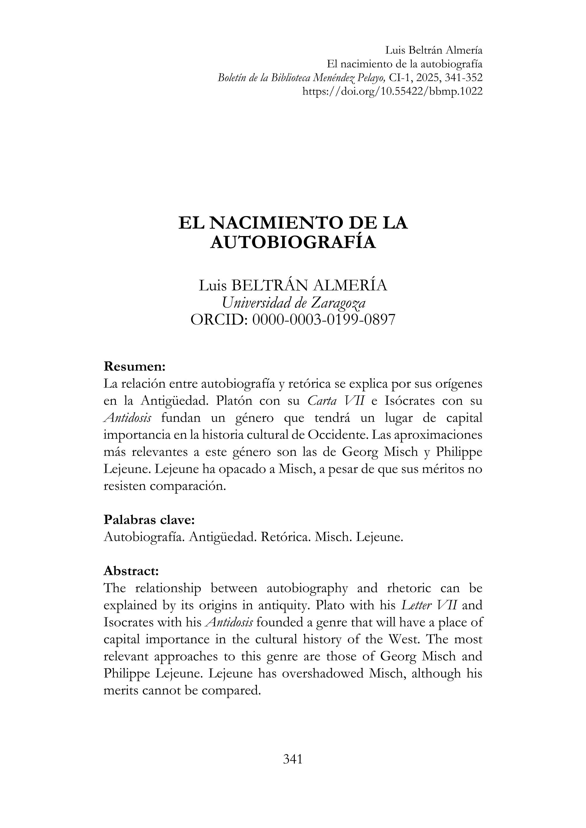 El nacimiento de la autobiografía