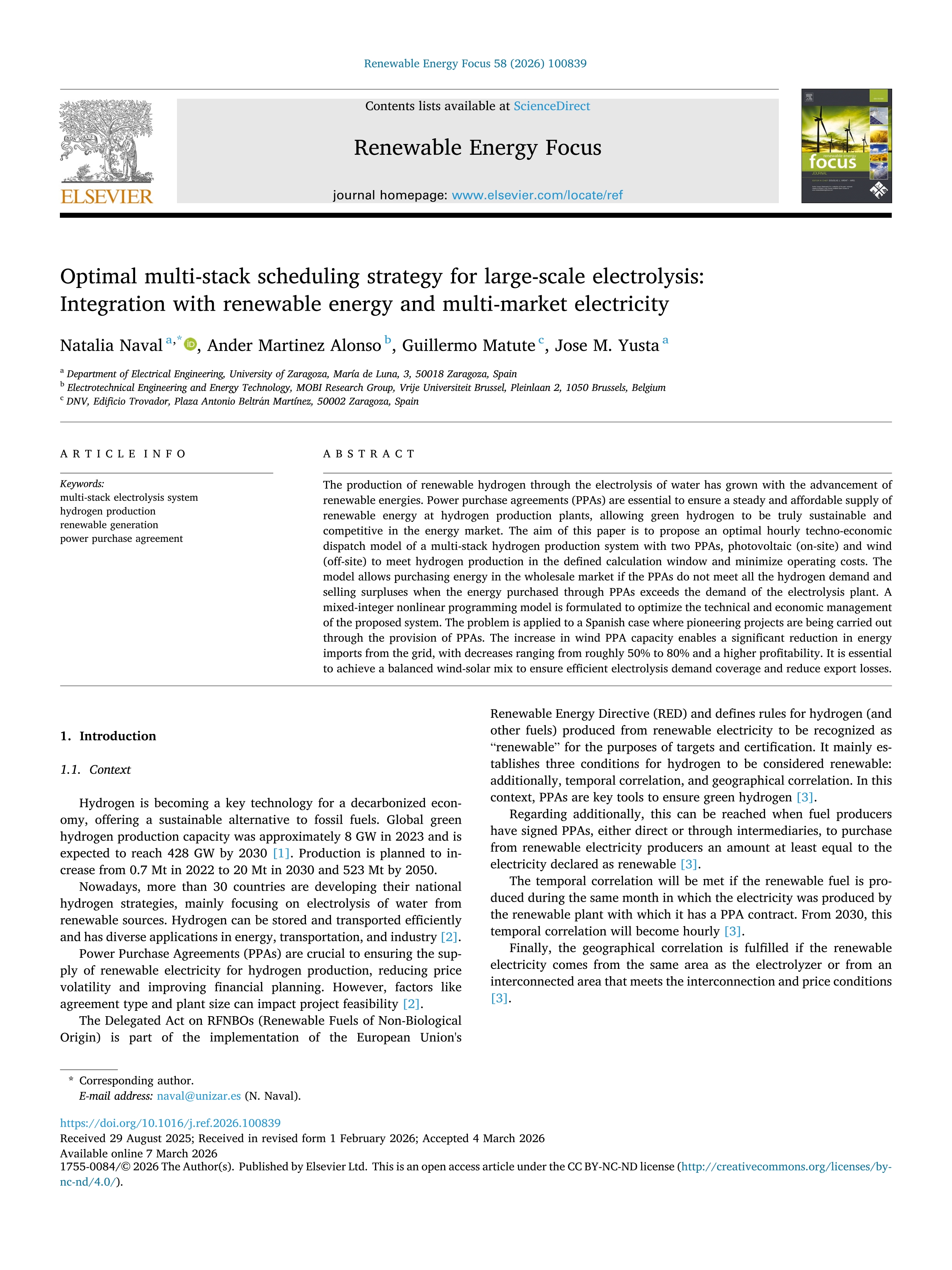 Optimal multi-stack scheduling strategy for large-scale electrolysis: Integration with renewable energy and multi-market electricity
