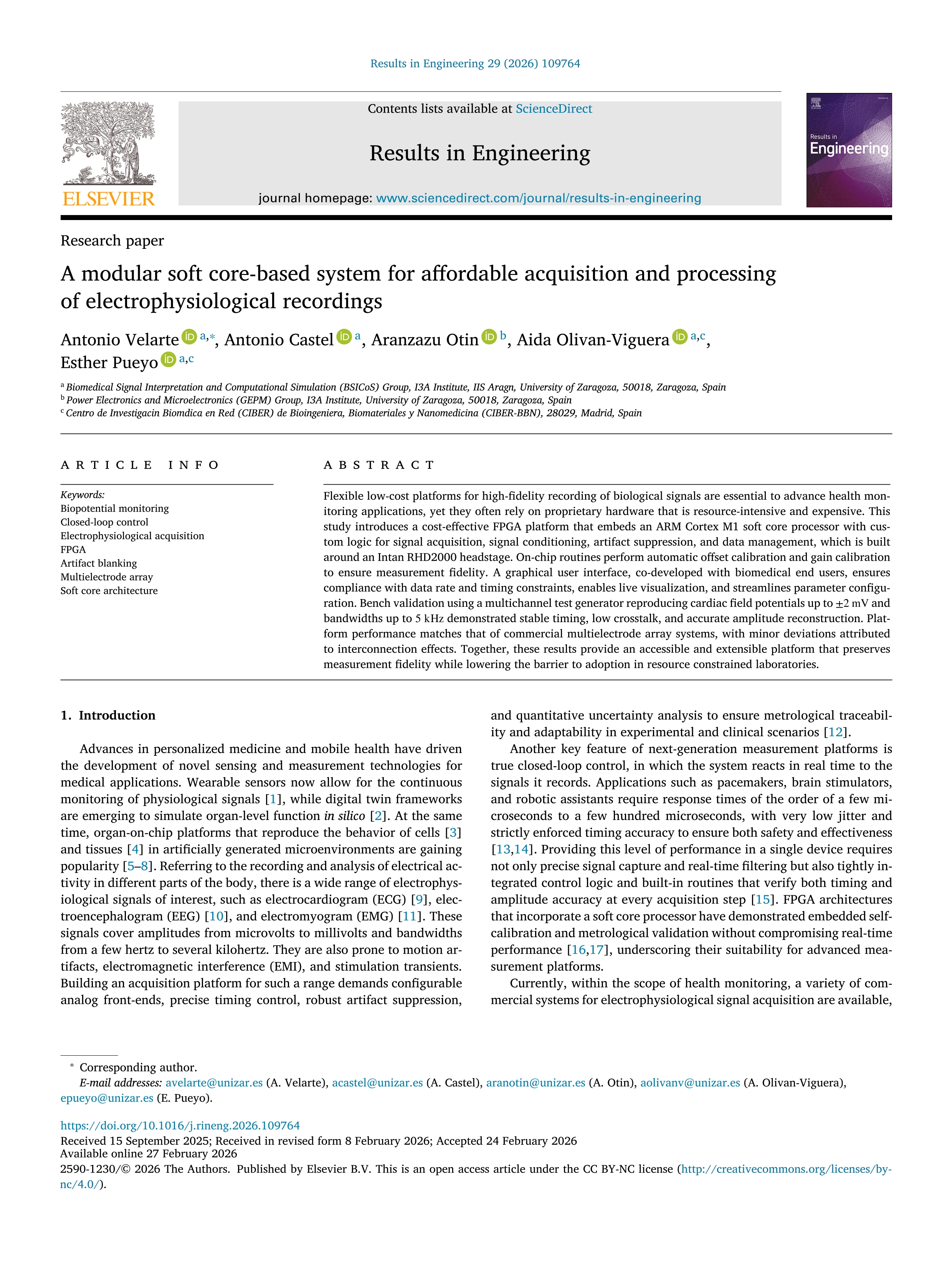 A modular soft core-based system for affordable acquisition and processing of electrophysiological recordings