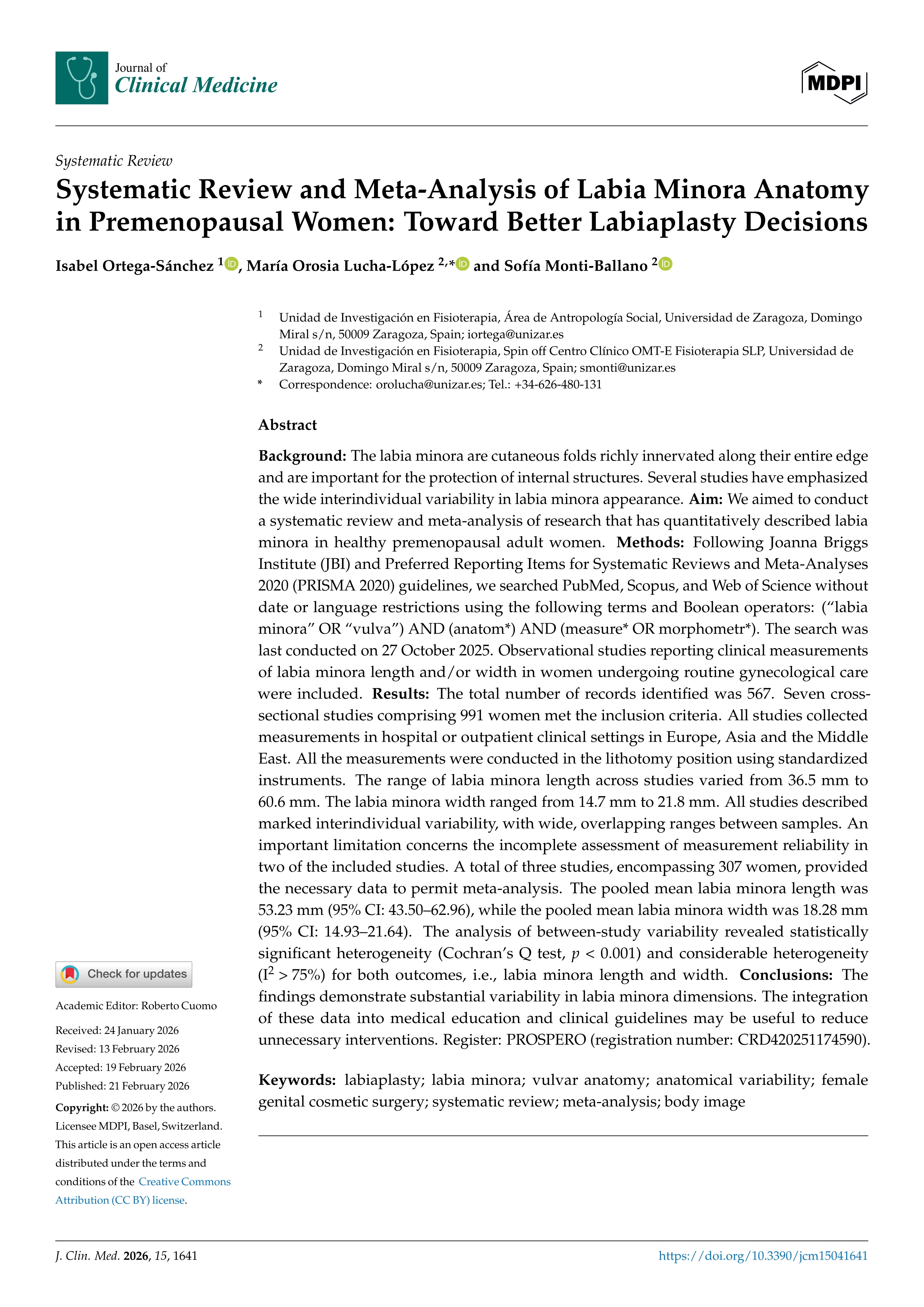 Systematic Review and Meta-Analysis of Labia Minora Anatomy in Premenopausal Women: Toward Better Labiaplasty Decisions
