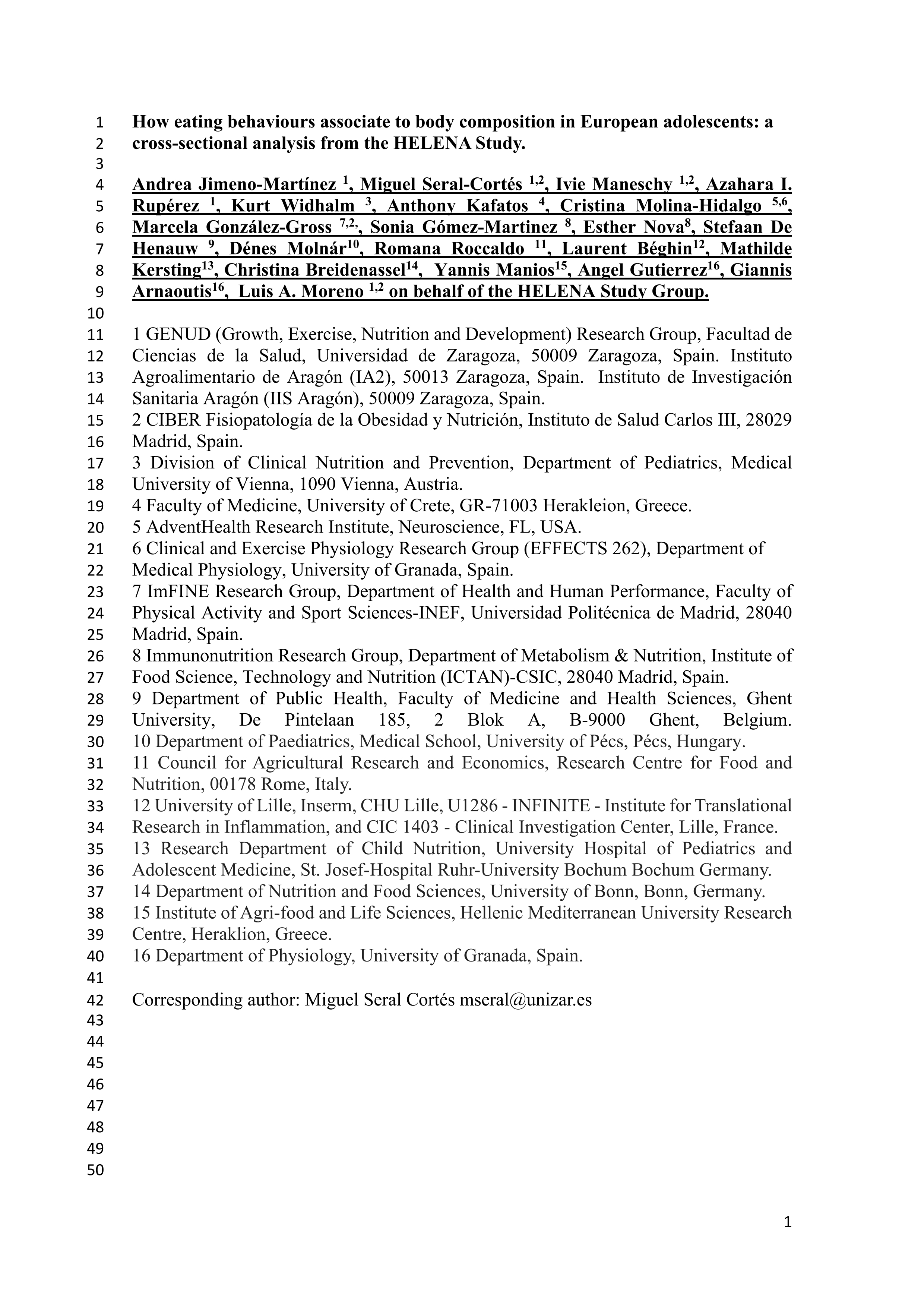 How eating behaviours associate to body composition in European adolescents: a cross-sectional analysis from the HELENA study