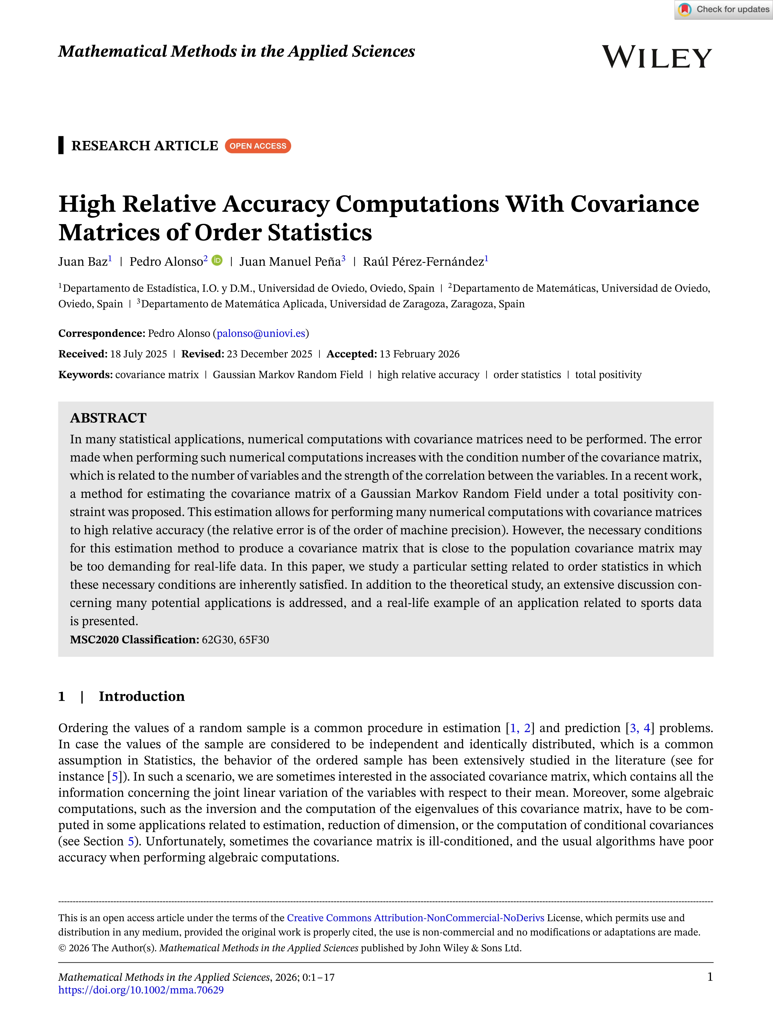 High relative accuracy computations with covariance matrices of order statistics