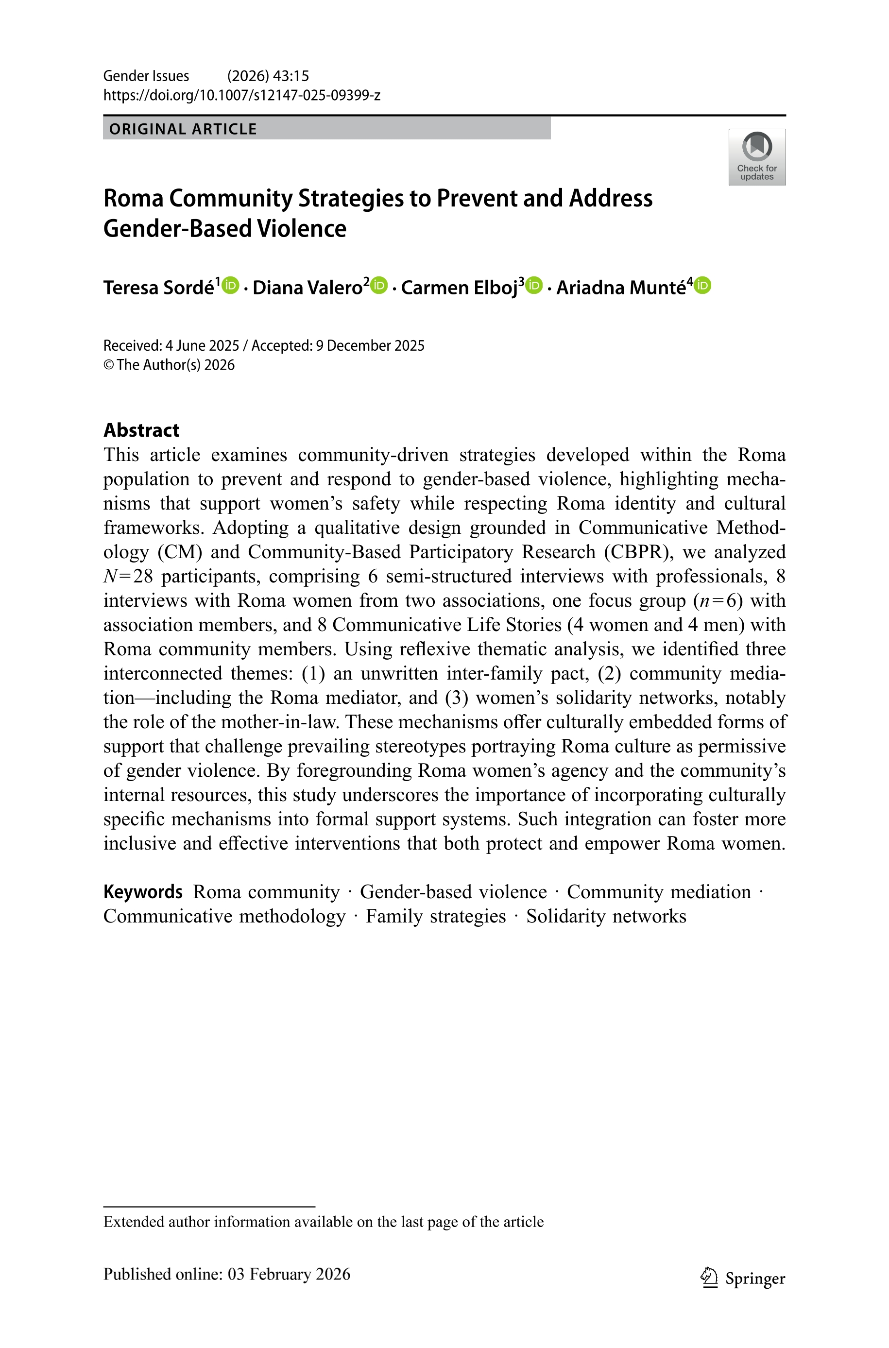 Roma Community Strategies to Prevent and Address Gender-Based Violence