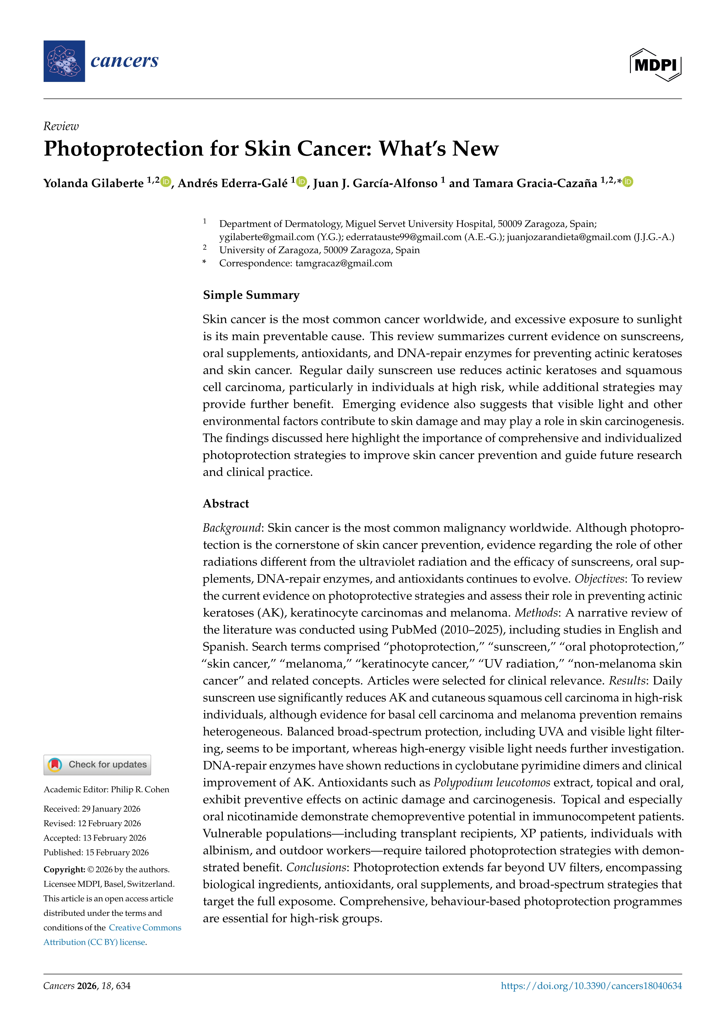 Photoprotection for Skin Cancer: What’s New