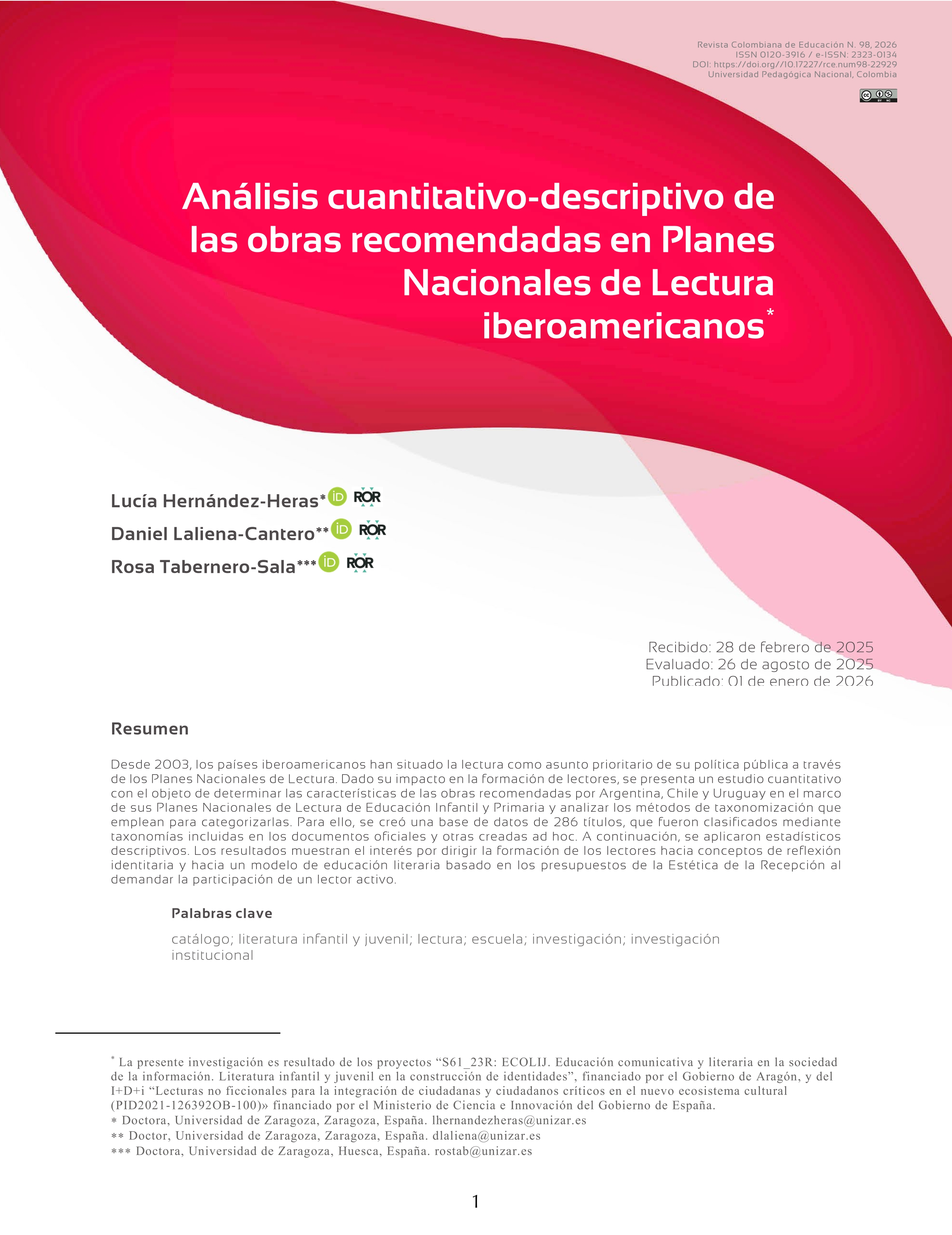 Análisis cuantitativo-descriptivo de las obras recomendadas en Planes Nacionales de Lectura iberoamericanos