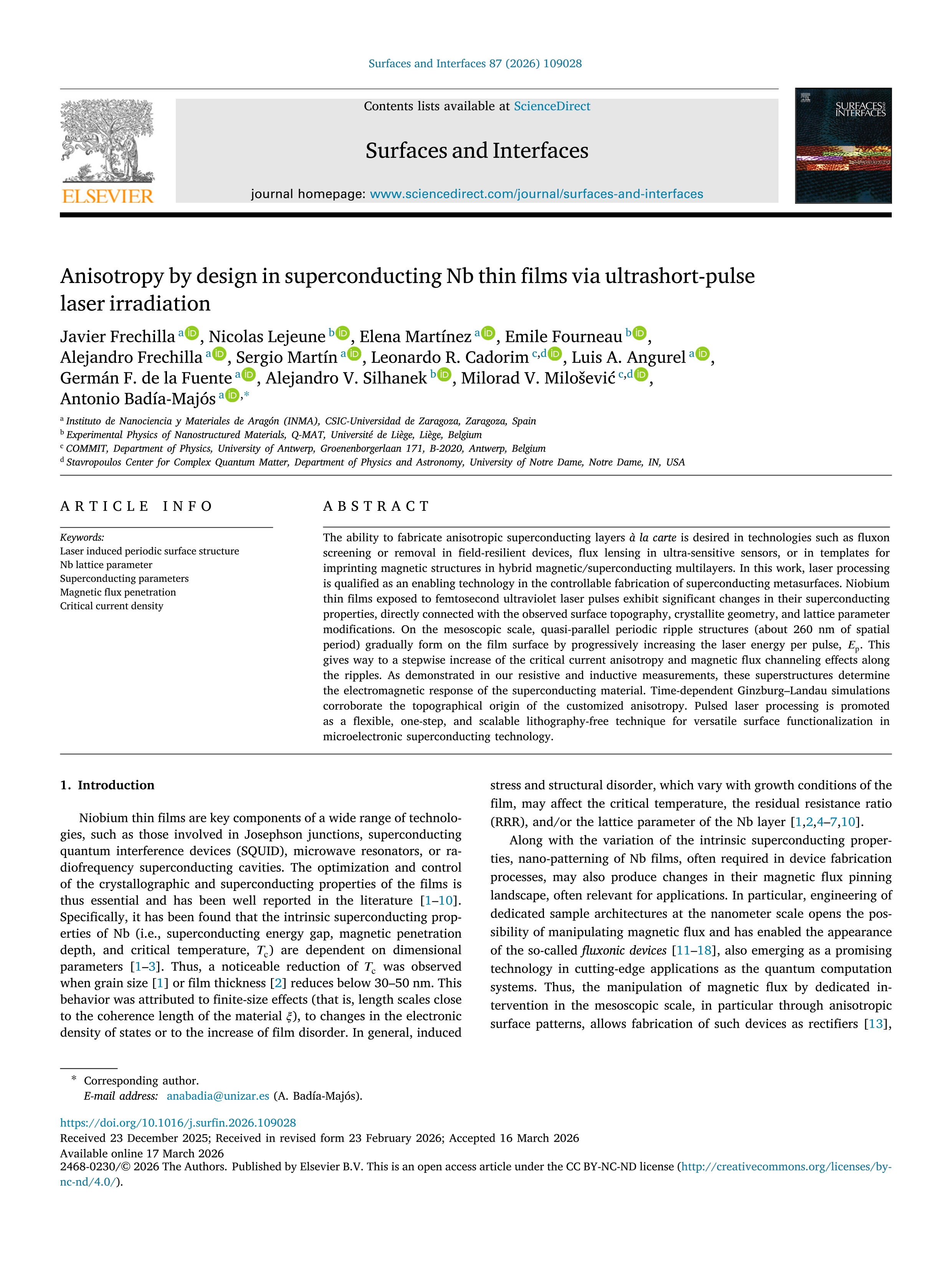 Anisotropy by design in superconducting Nb thin films via ultrashort-pulse laser irradiation