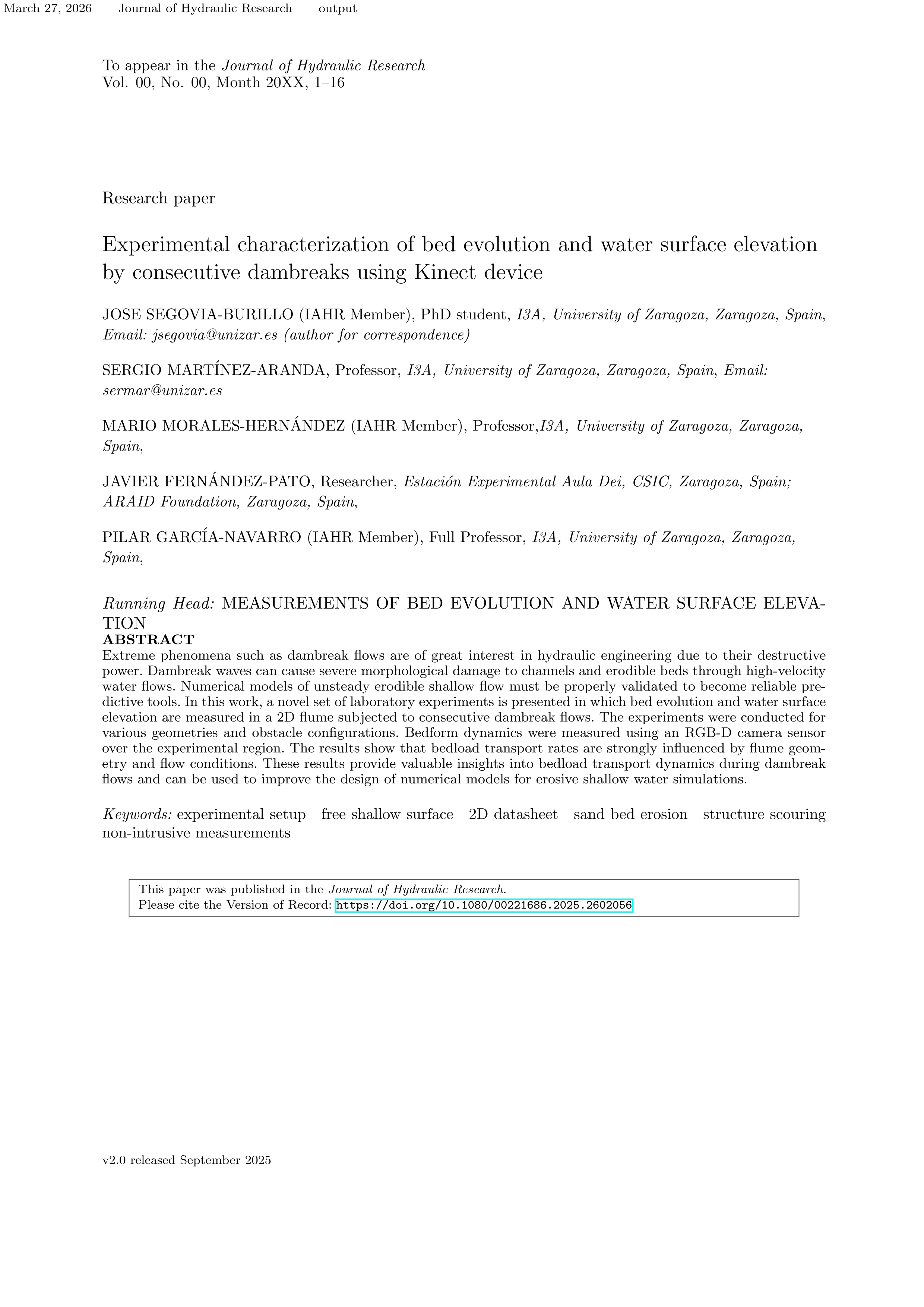 Experimental characterization of bed evolution and water surface elevation by consecutive dam-breaks using Kinect device
