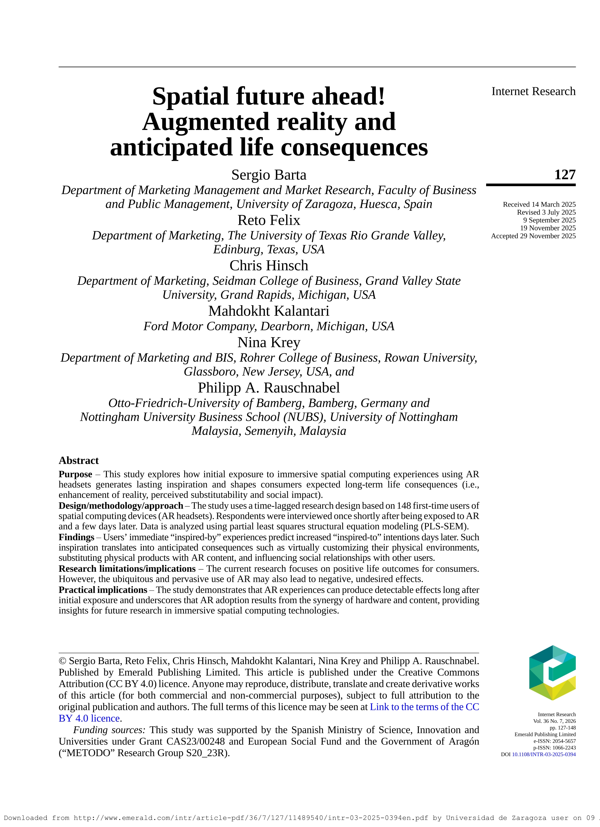 Spatial future ahead! Augmented reality and anticipated life consequences