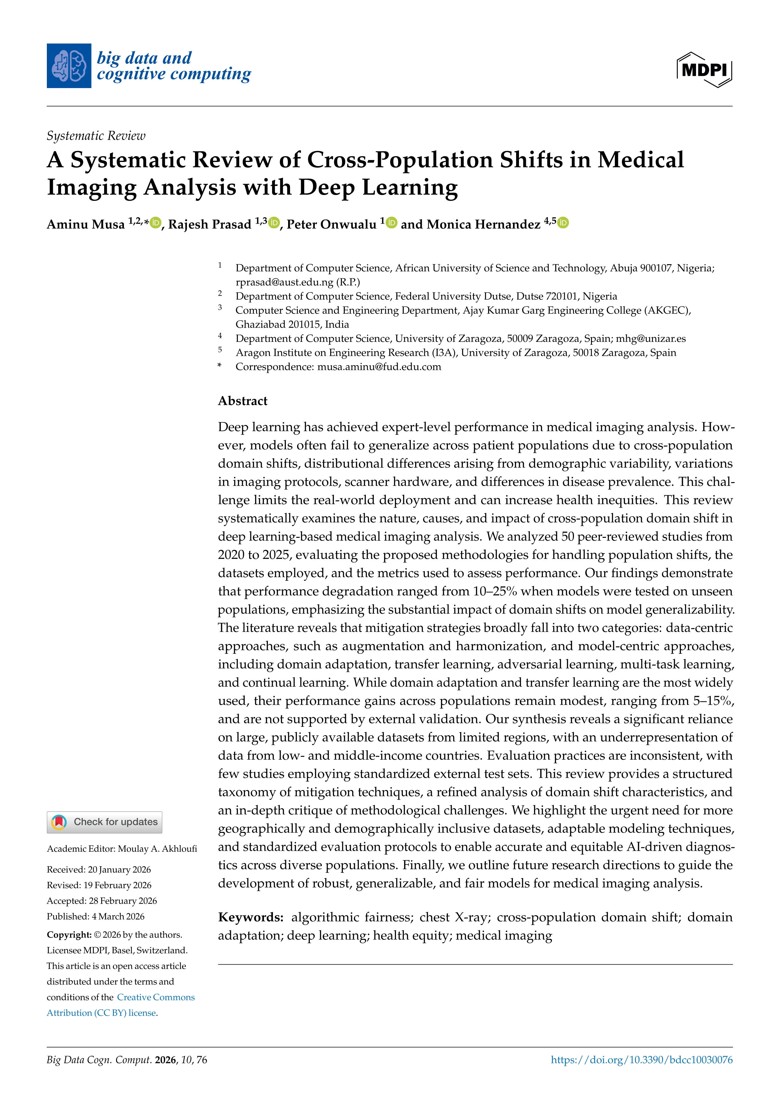 A Systematic Review of Cross-Population Shifts in Medical Imaging Analysis with Deep Learning