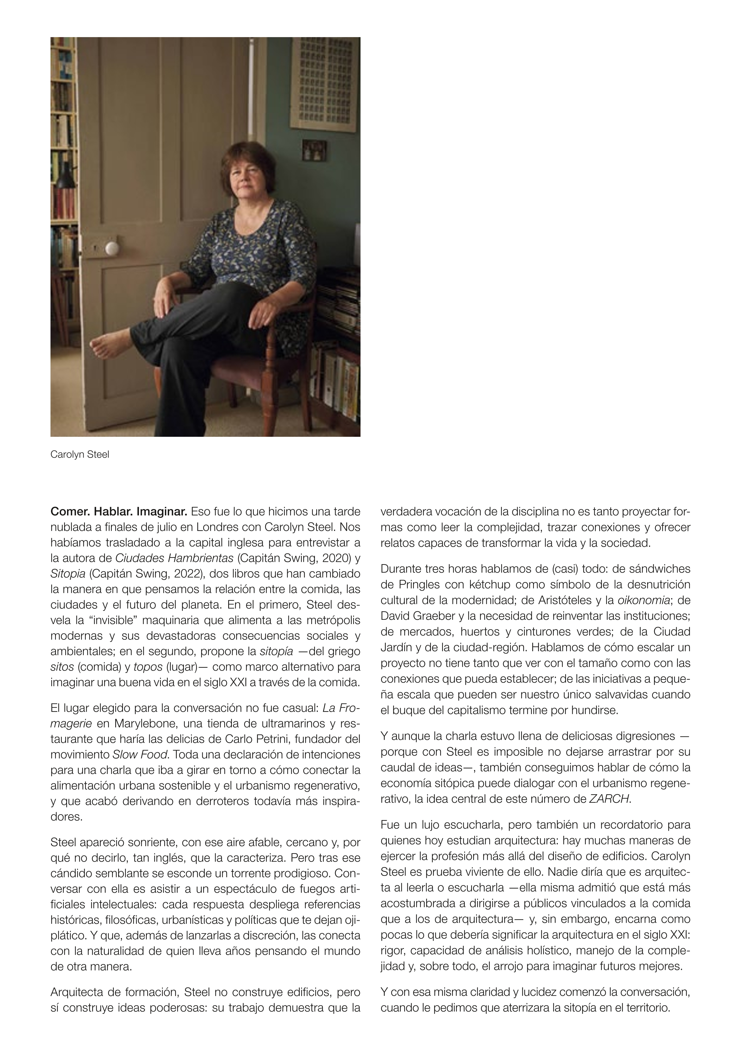 De Sitopia al Urbanismo regenerativo: Diseñar ciudades desde la comida. Una conversación con Carolyn Steel