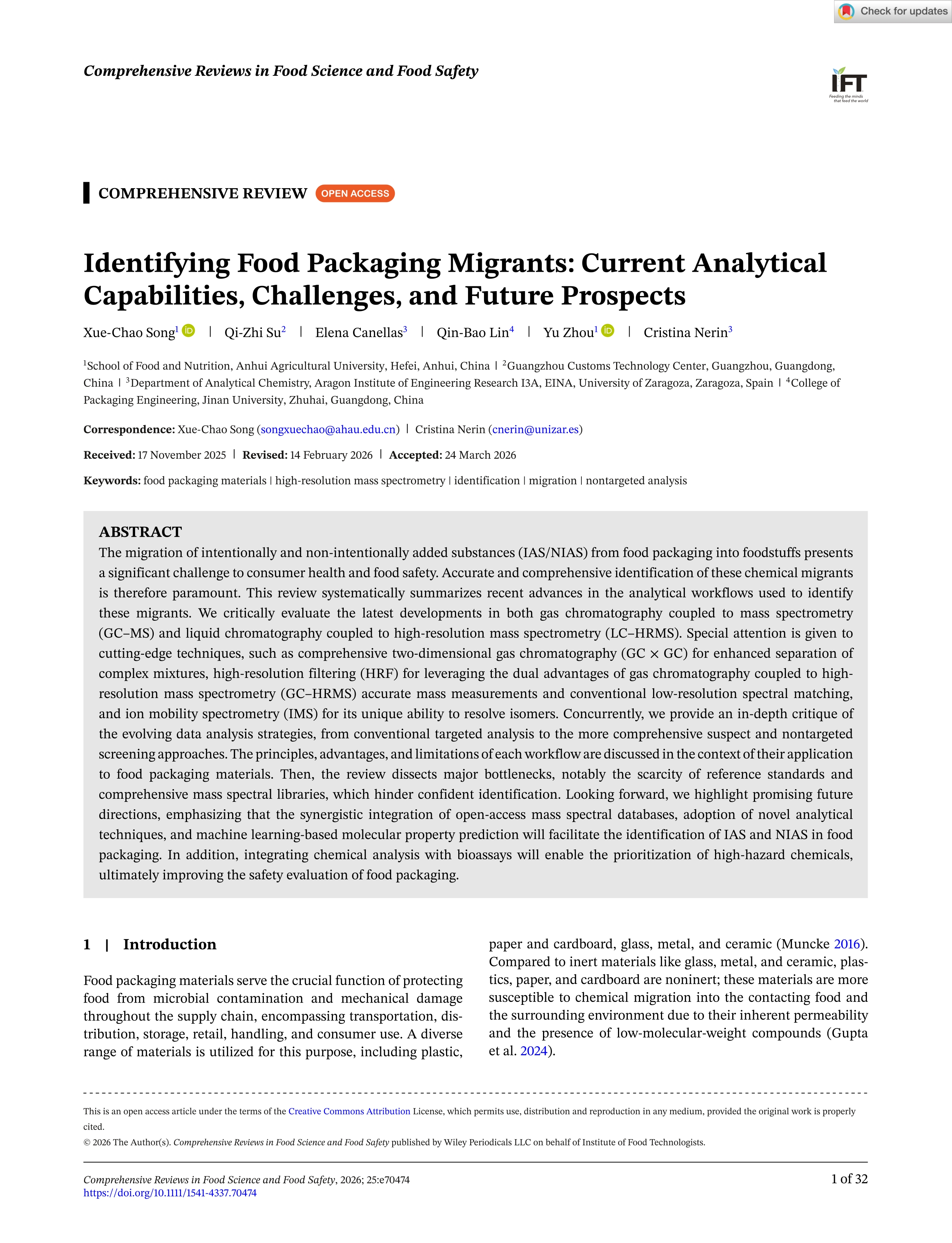 Identifying food packaging migrants: current analytical capabilities, challenges, and future prospects