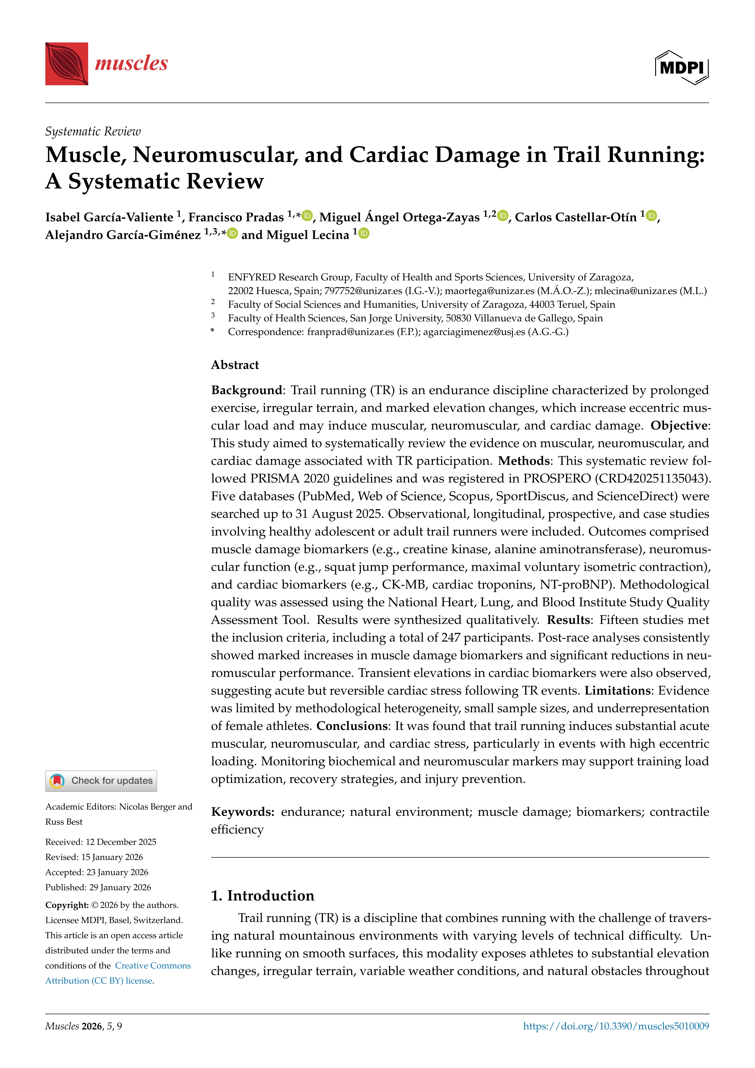 Muscle, neuromuscular, and cardiac damage in trail running: a systematic review