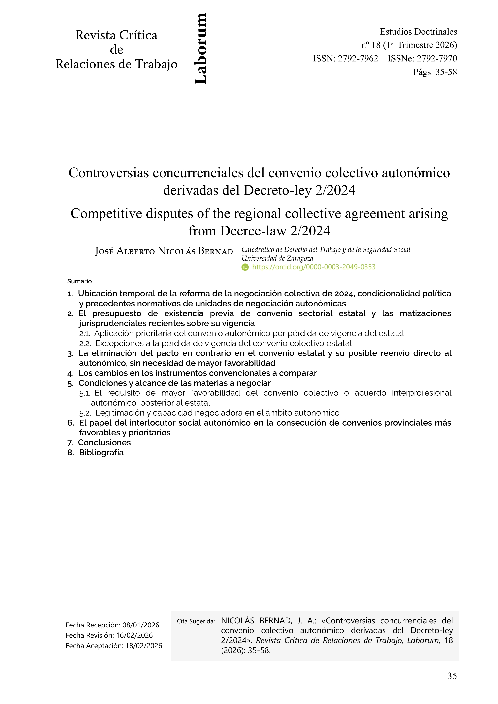 Controversias concurrenciales del convenio colectivo autonómico derivadas del Decreto-ley 2/2024