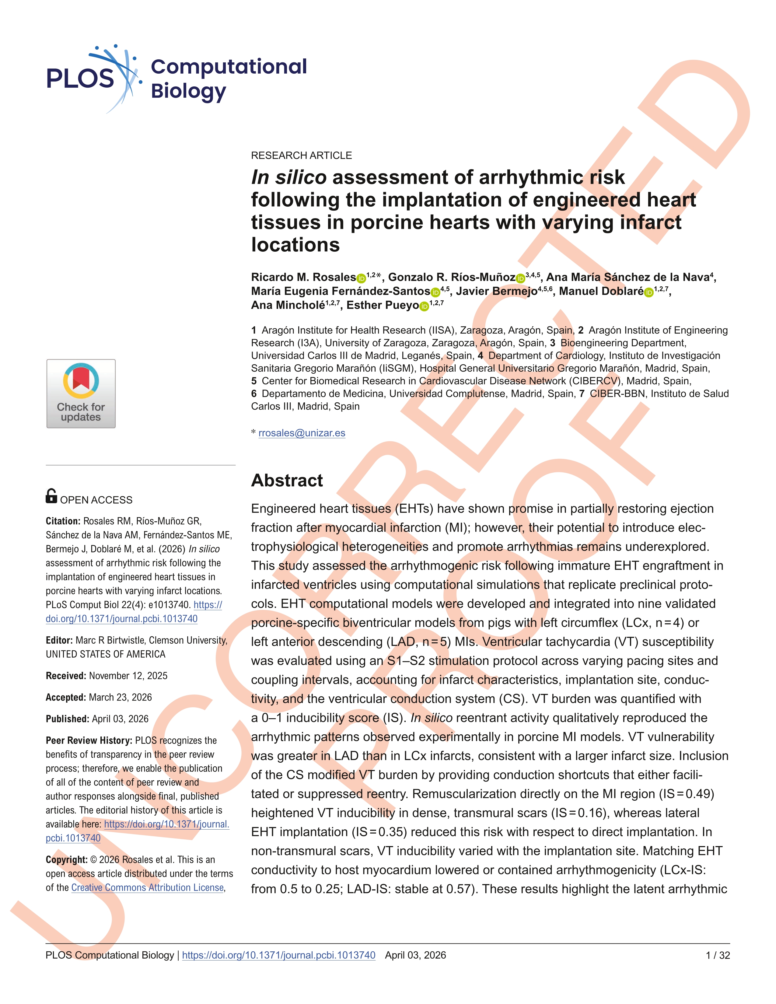 In silico assessment of arrhythmic risk following the implantation of engineered heart tissues in porcine hearts with varying infarct locations