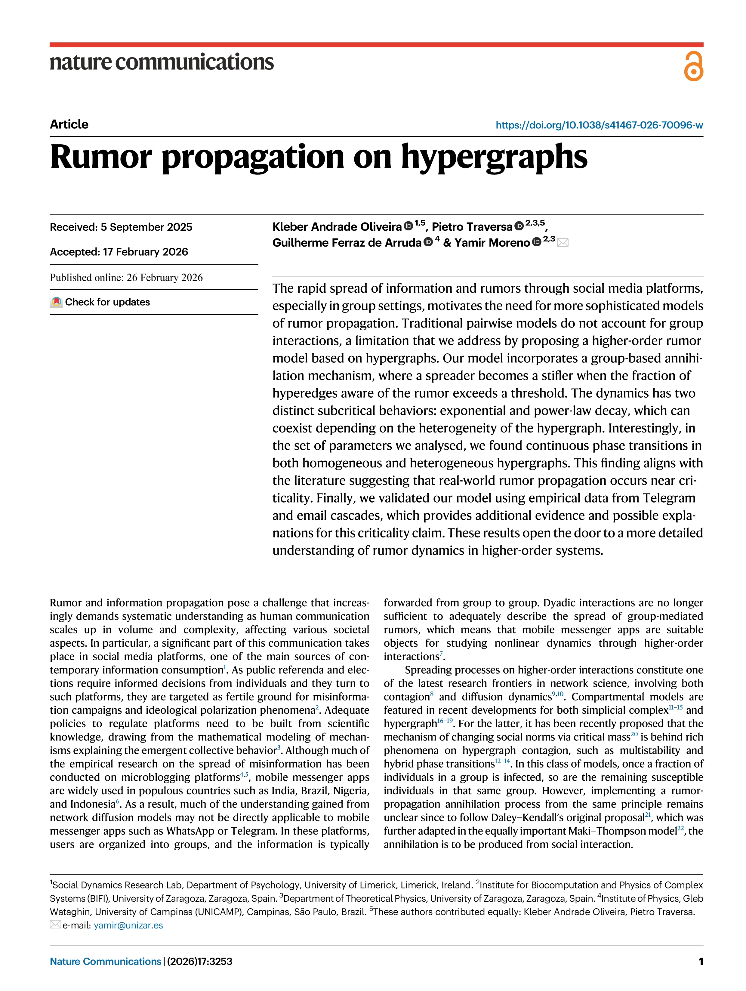 Rumor propagation on hypergraphs