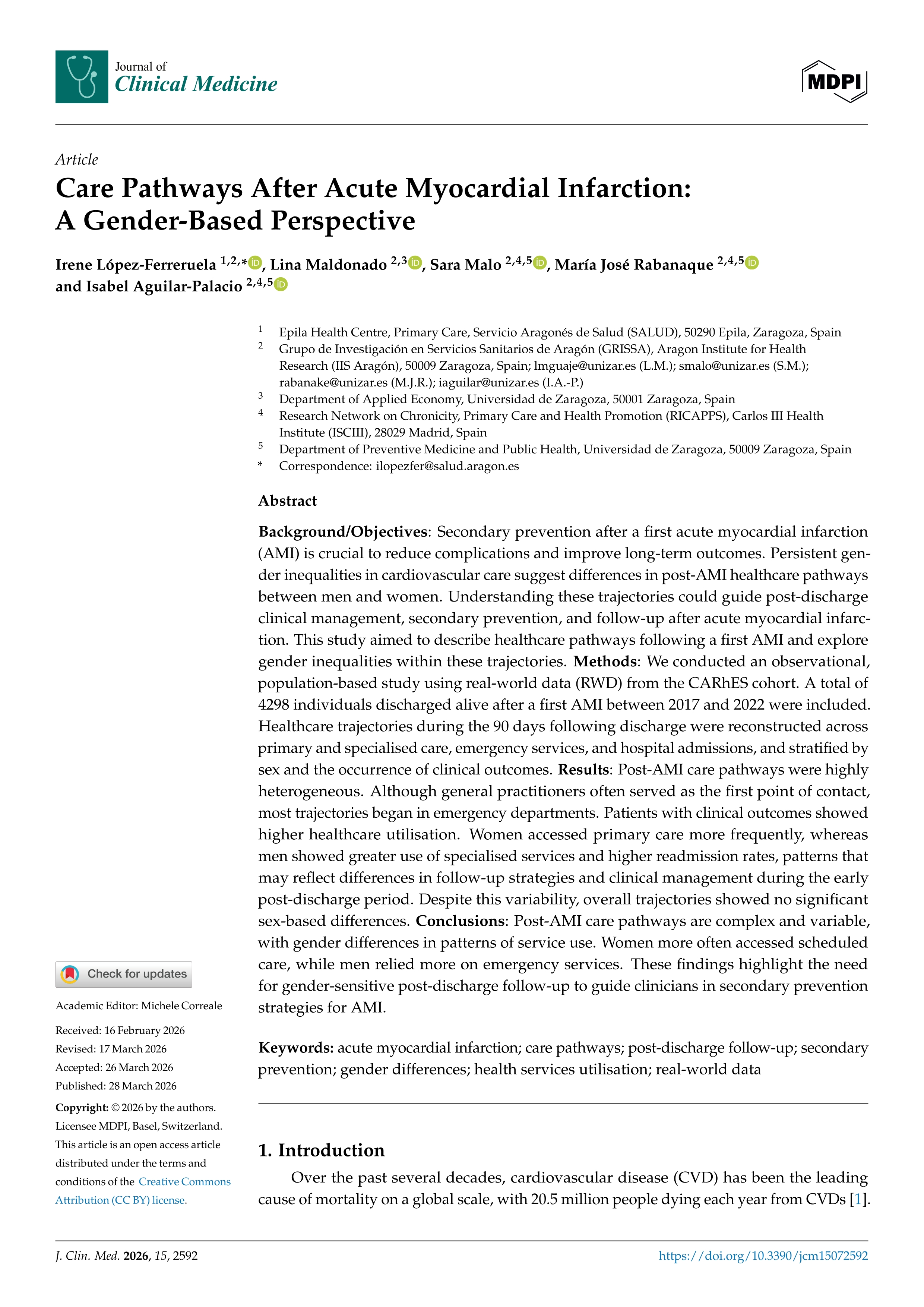 Care Pathways After Acute Myocardial Infarction: A Gender-Based Perspective