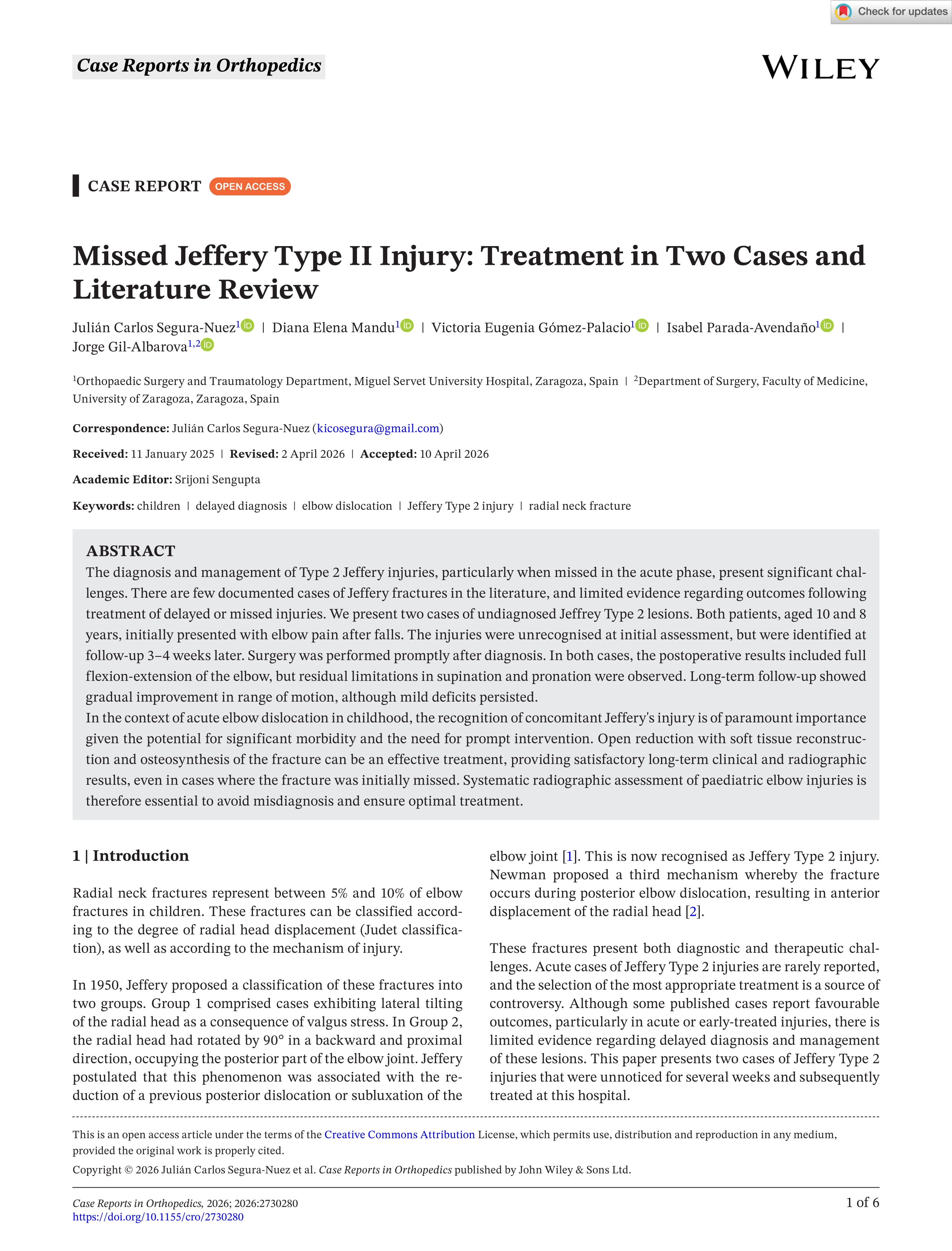 Missed Jeffery Type II Injury: Treatment in Two Cases and Literature Review
