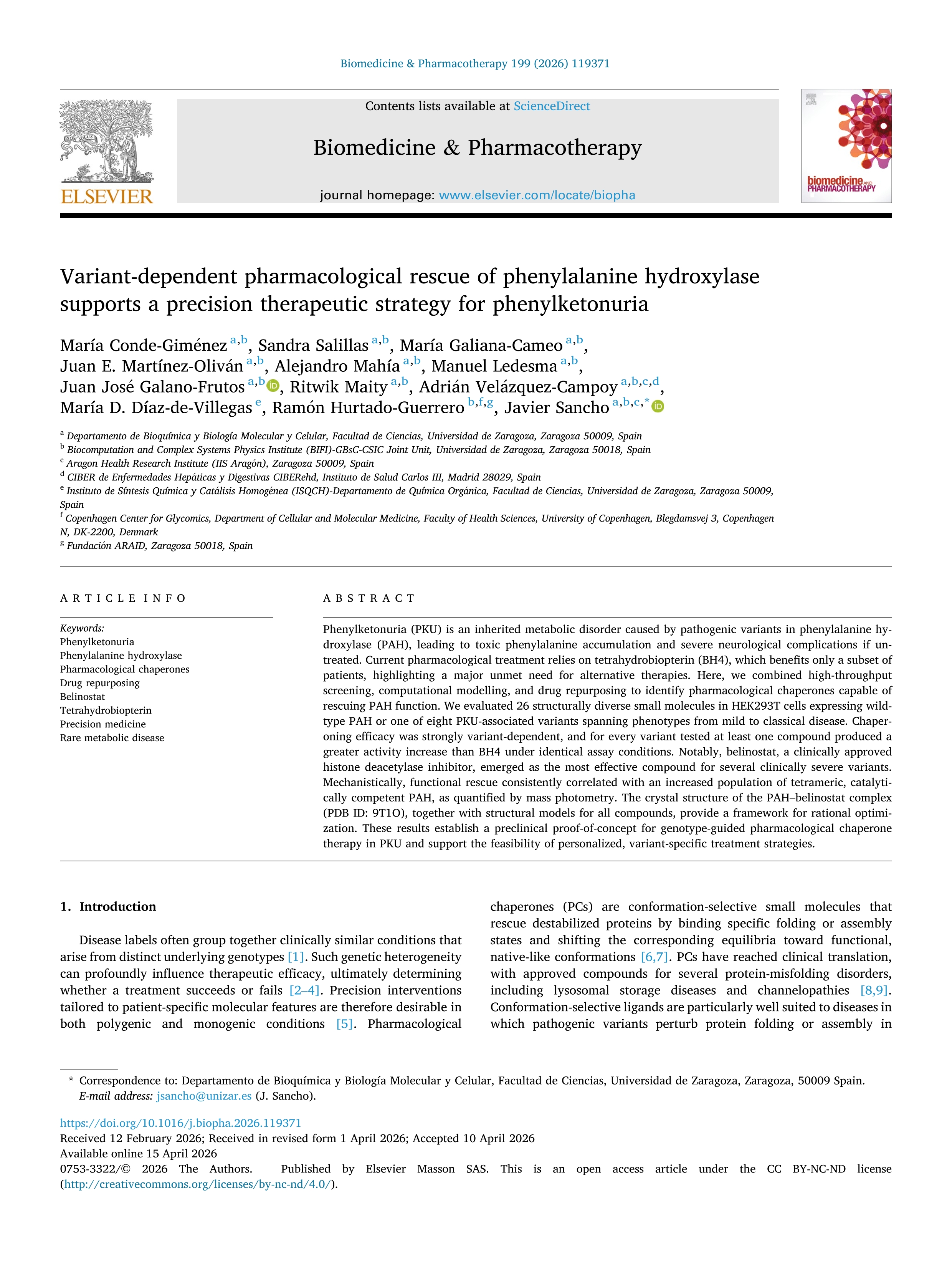 Variant-dependent pharmacological rescue of phenylalanine hydroxylase supports a precision therapeutic strategy for phenylketonuria